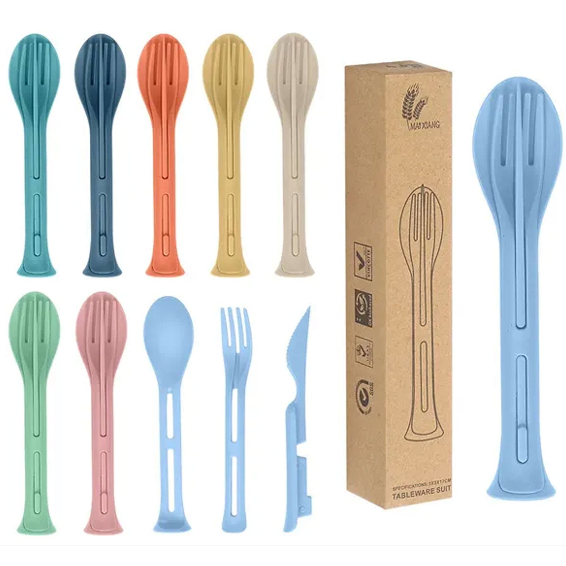 Wheat Straw 3 In 1 Portable Knife Fork and Spoon
