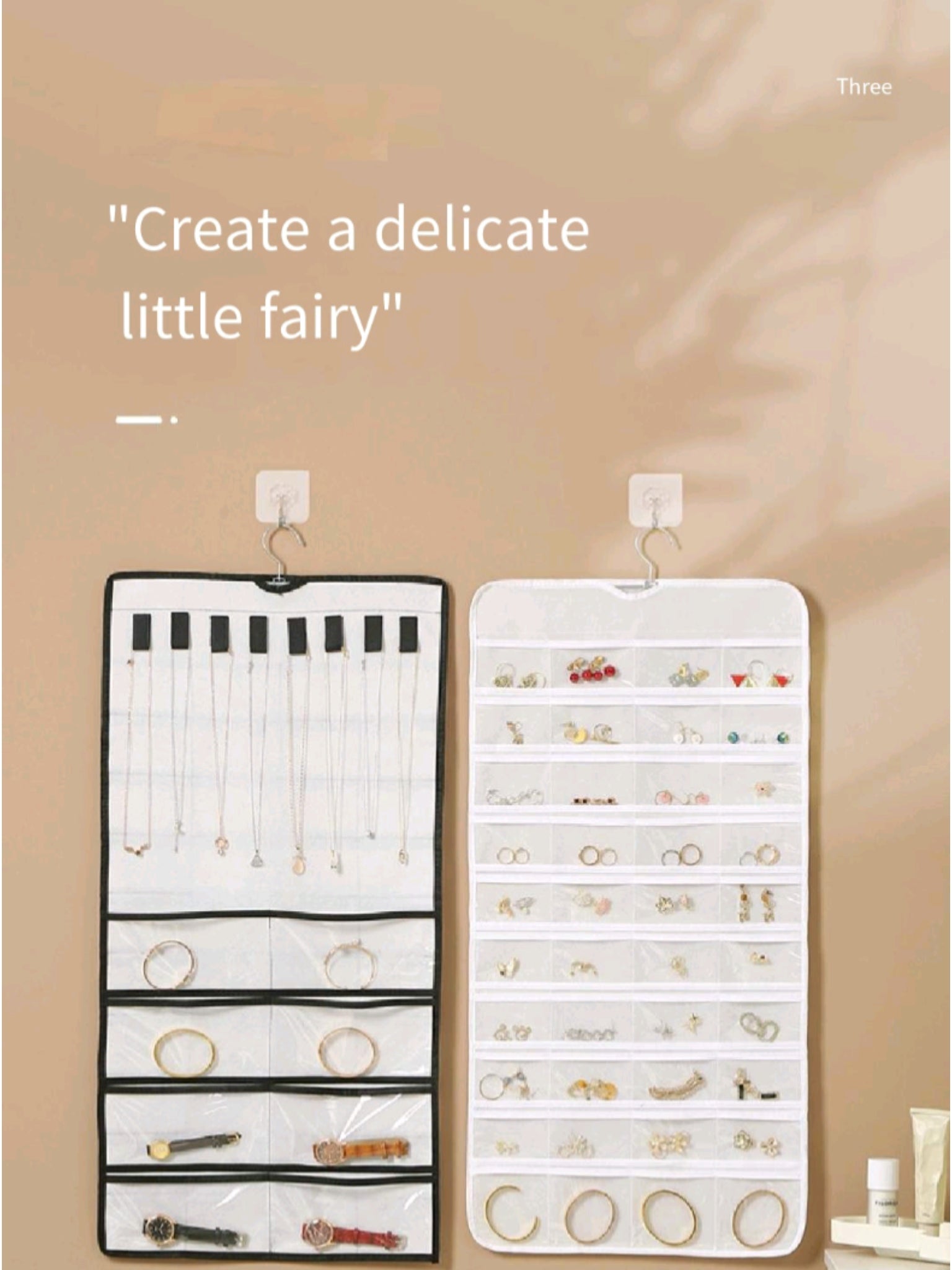 Double Sided Clear Jewelry Organizer Hanging Bag