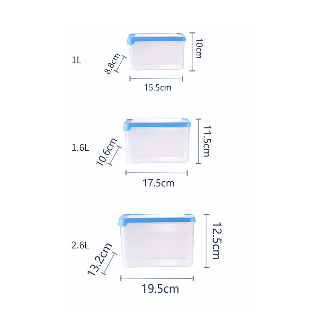 3-Piece Transparent Lunch Boxes Food Storage Containers
