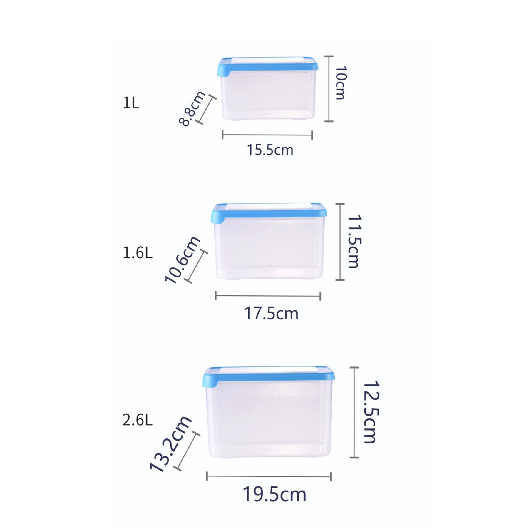 3-Piece Transparent Lunch Boxes Food Storage Containers