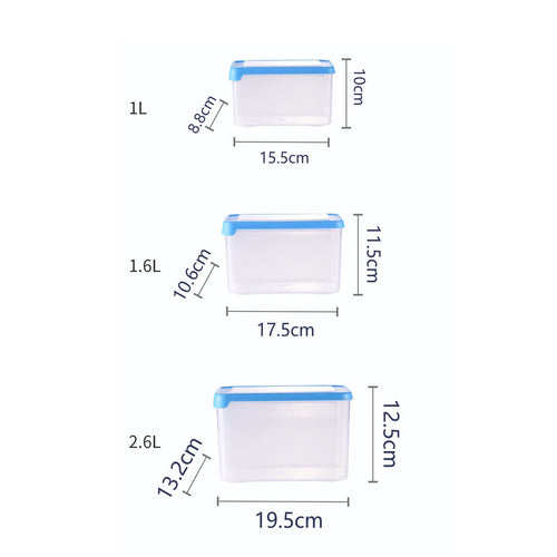 3-Piece Transparent Lunch Boxes Food Storage Containers