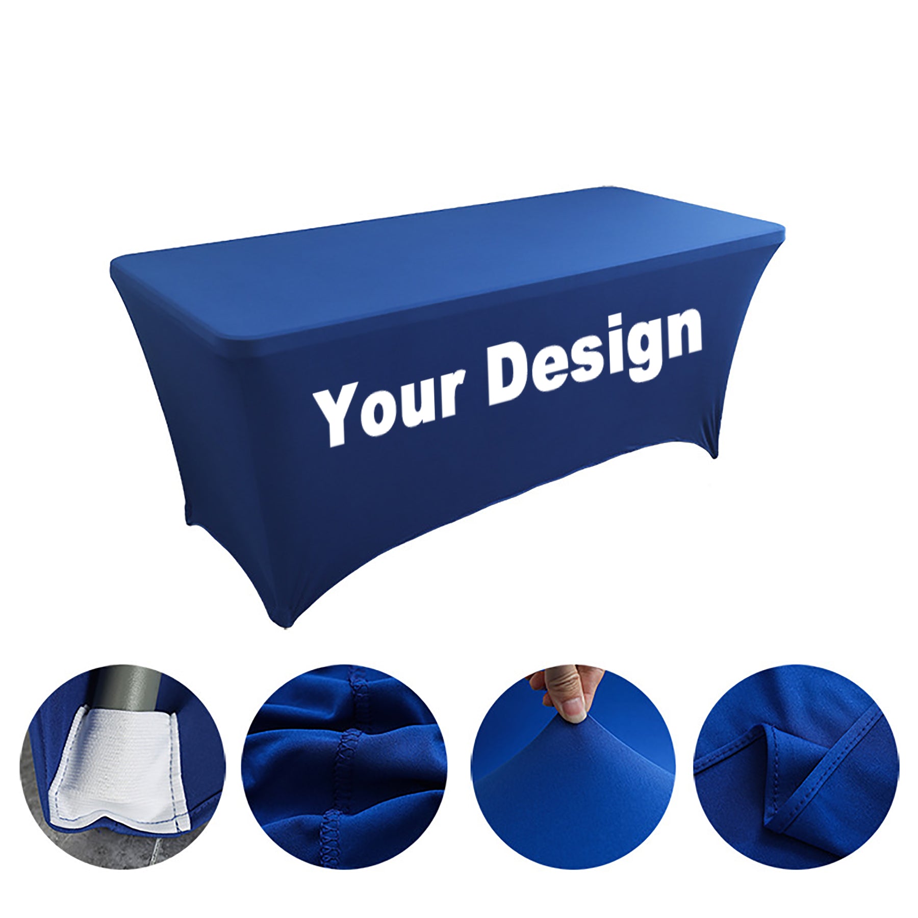 Custom Logo 6Ft Spandex Stretch Tablecloth Table Cover