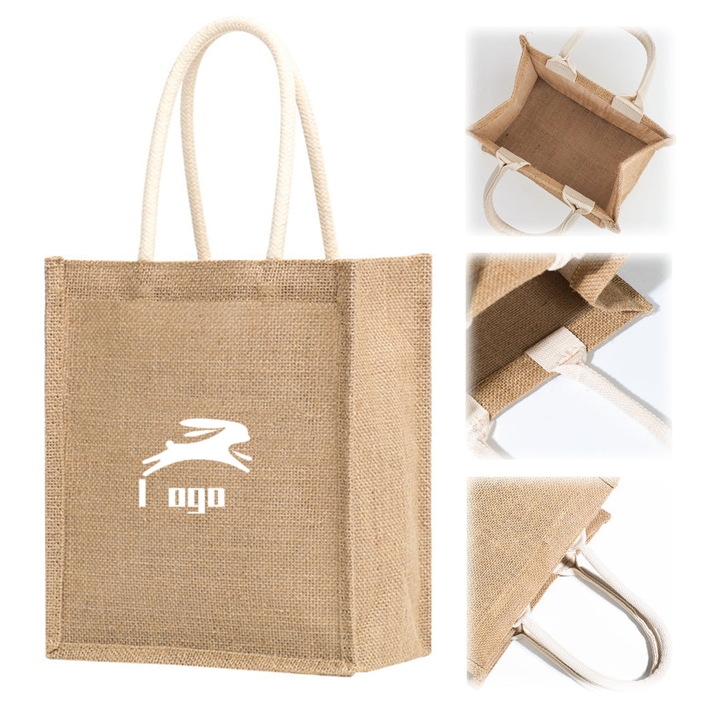 Jute Tote Bag W/ Cotton Handle