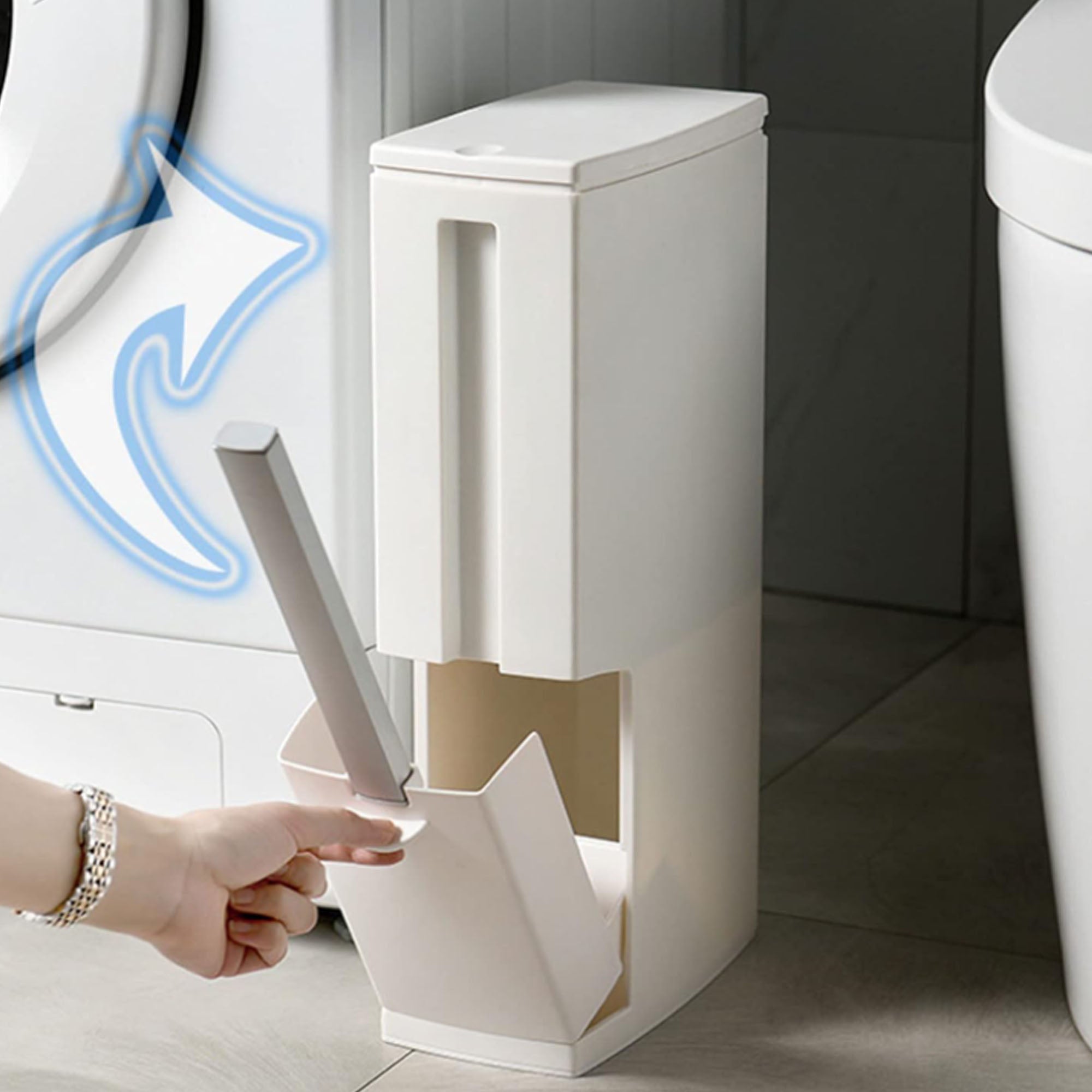 Wastebasket With Toilet Brush Holder
