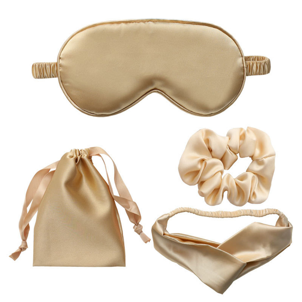Imitation Silk Sleep Eye Mask Hair Ring Band Set