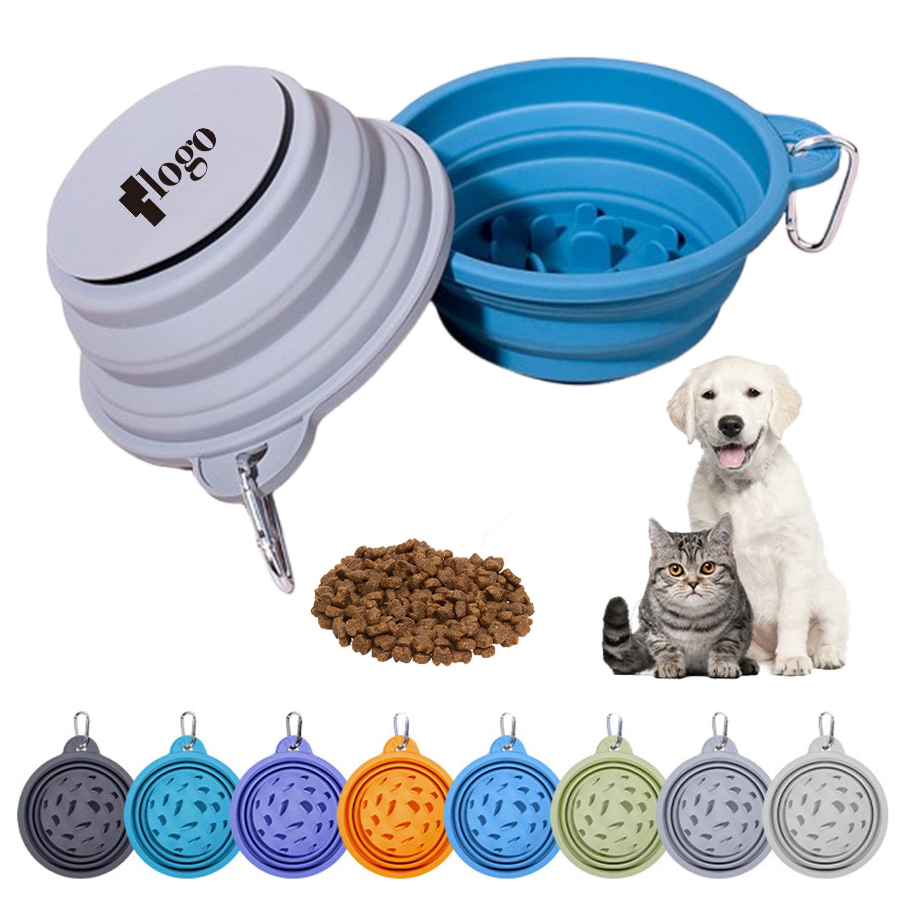 Portable Collapsible Silicone Slow Food Pet Bowl