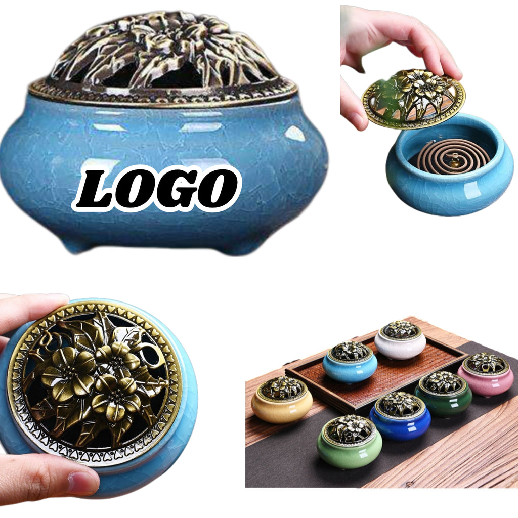 Crackled Ceramic Incense Burner Ornament