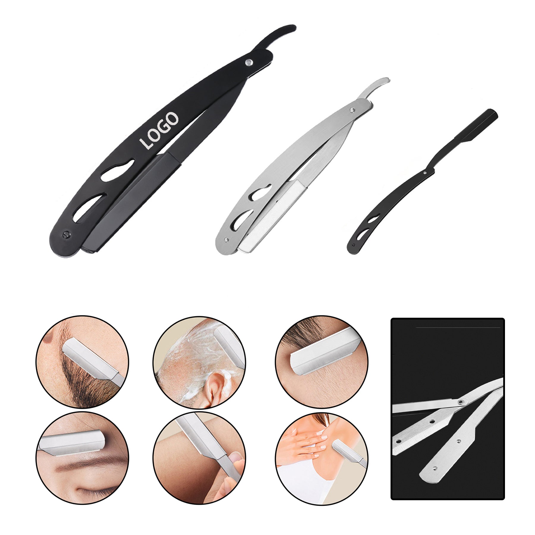 Stainless Steel Straight Razor – 5.3" Foldable Shaving Tool