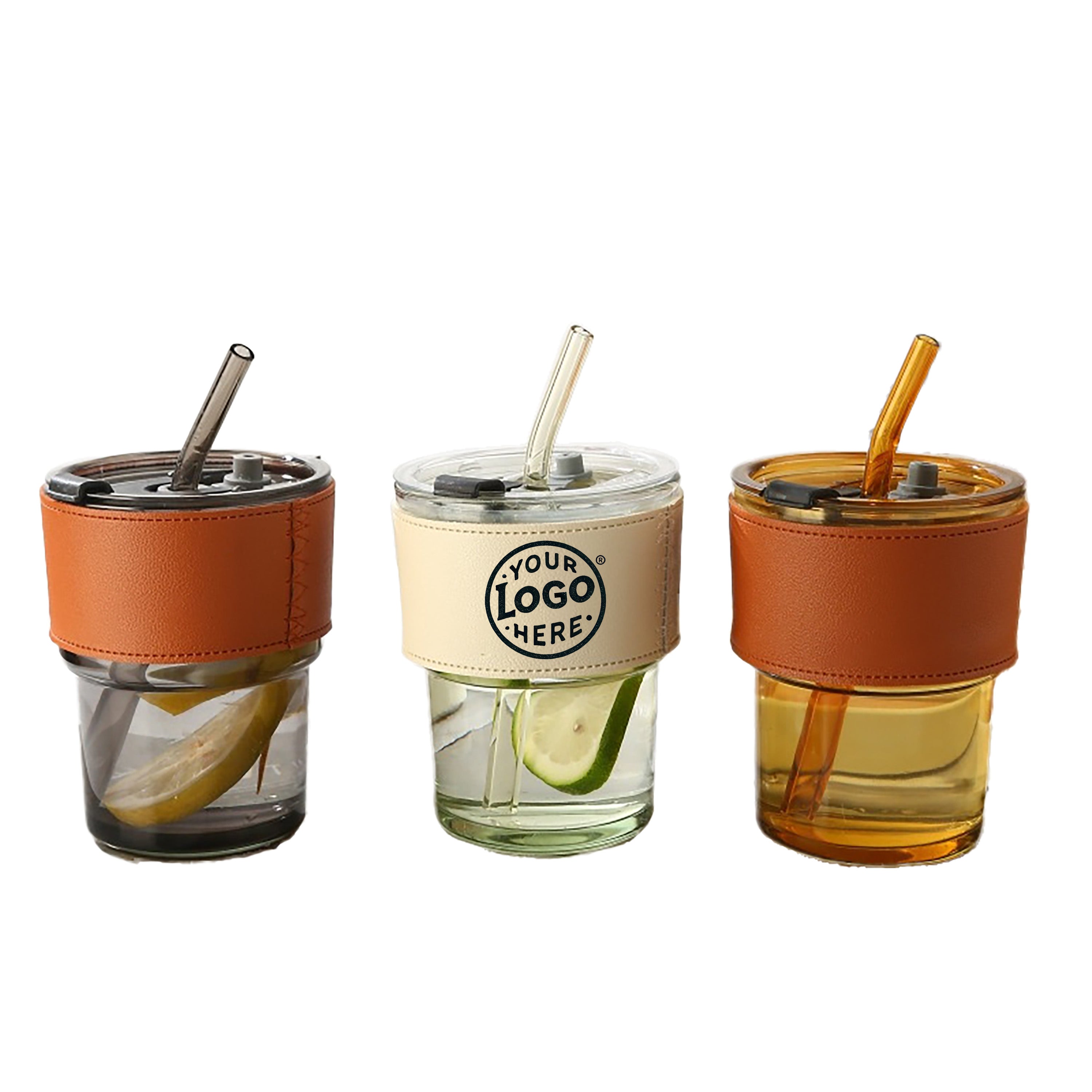 13 Oz Tumbler Water Glass With Straw And Sleeve