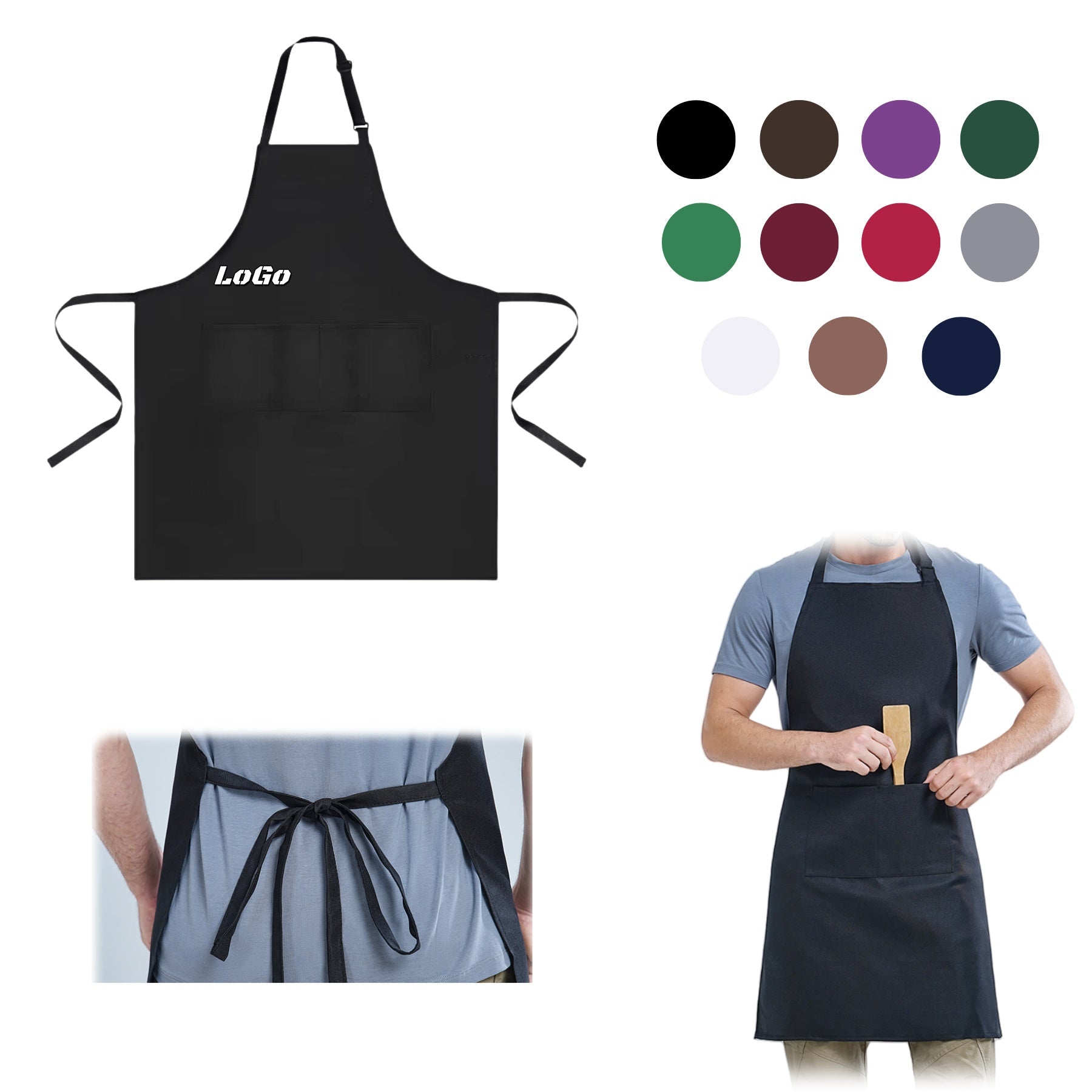 Waterproof Solid Color Sleeveless Apron