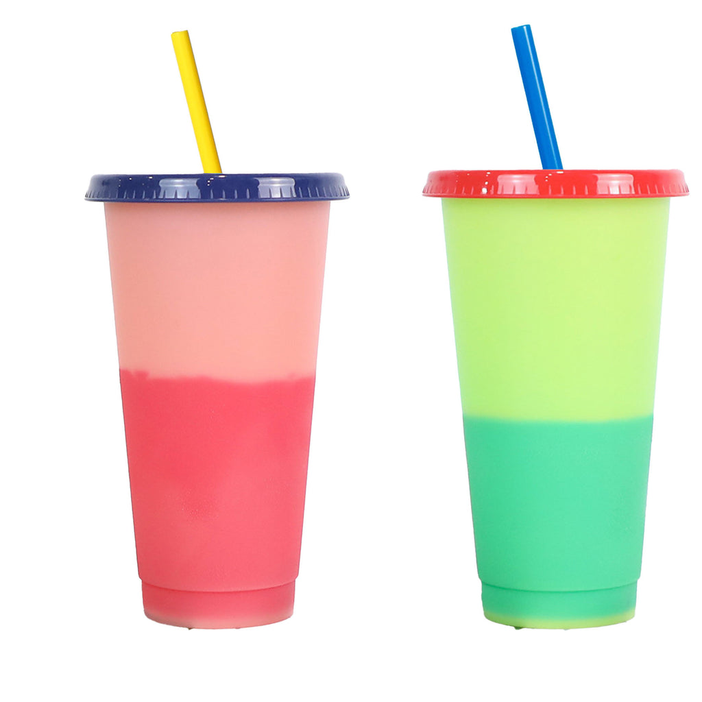 Color Changing Cold Cups With Lids And Straws For Kids