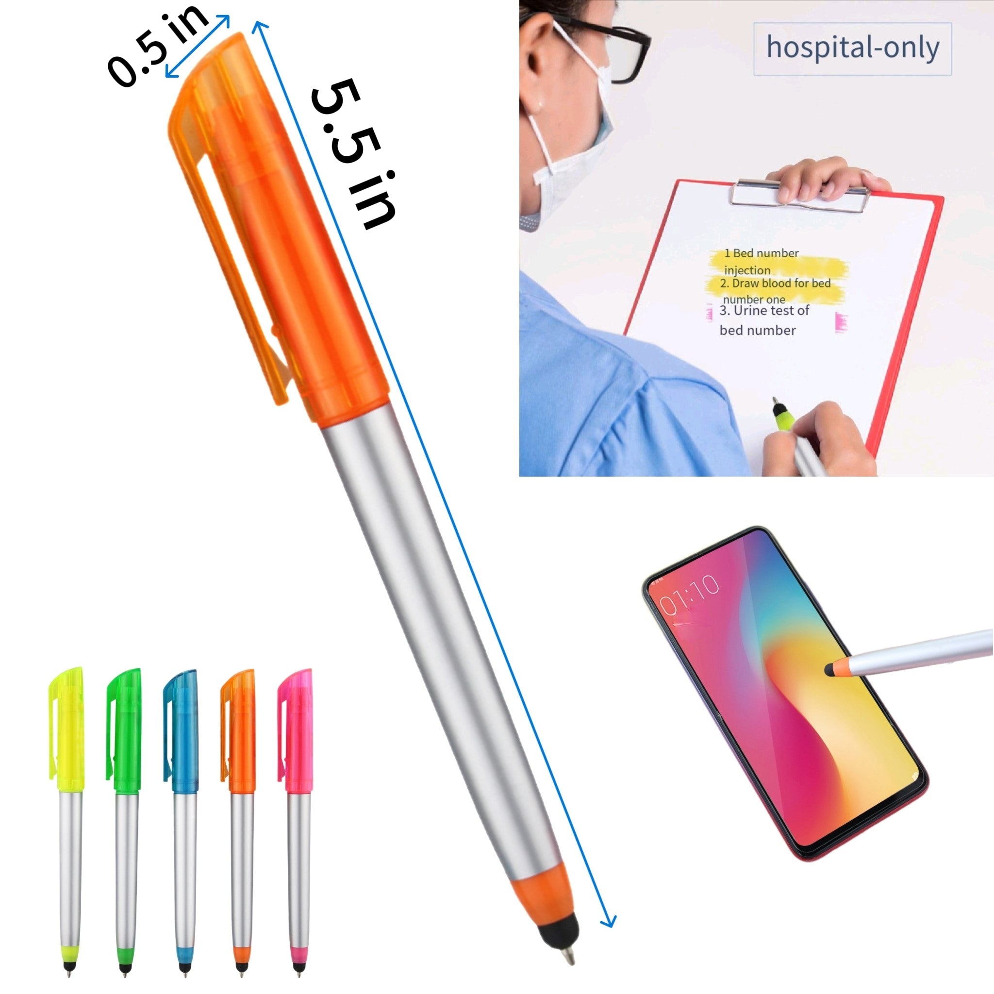 Highlighter, Ballpoint Pen And Stylus Pen 3 - in - 1