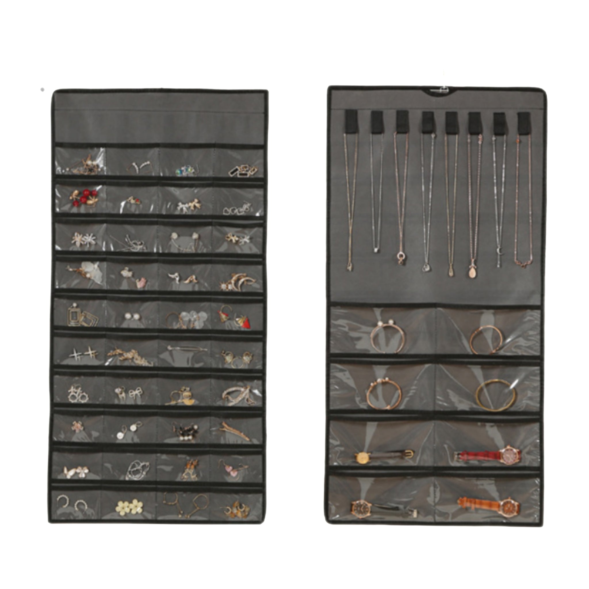 Double Sided Clear Jewelry Organizer Hanging Bag