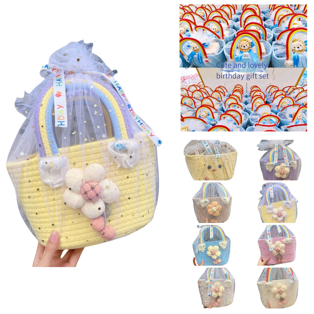 Rainbow Woven Baby Shower Keepsake Gift Basket