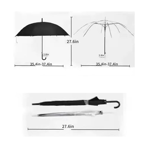 8 Bone Transparent Long-Handled Umbrella