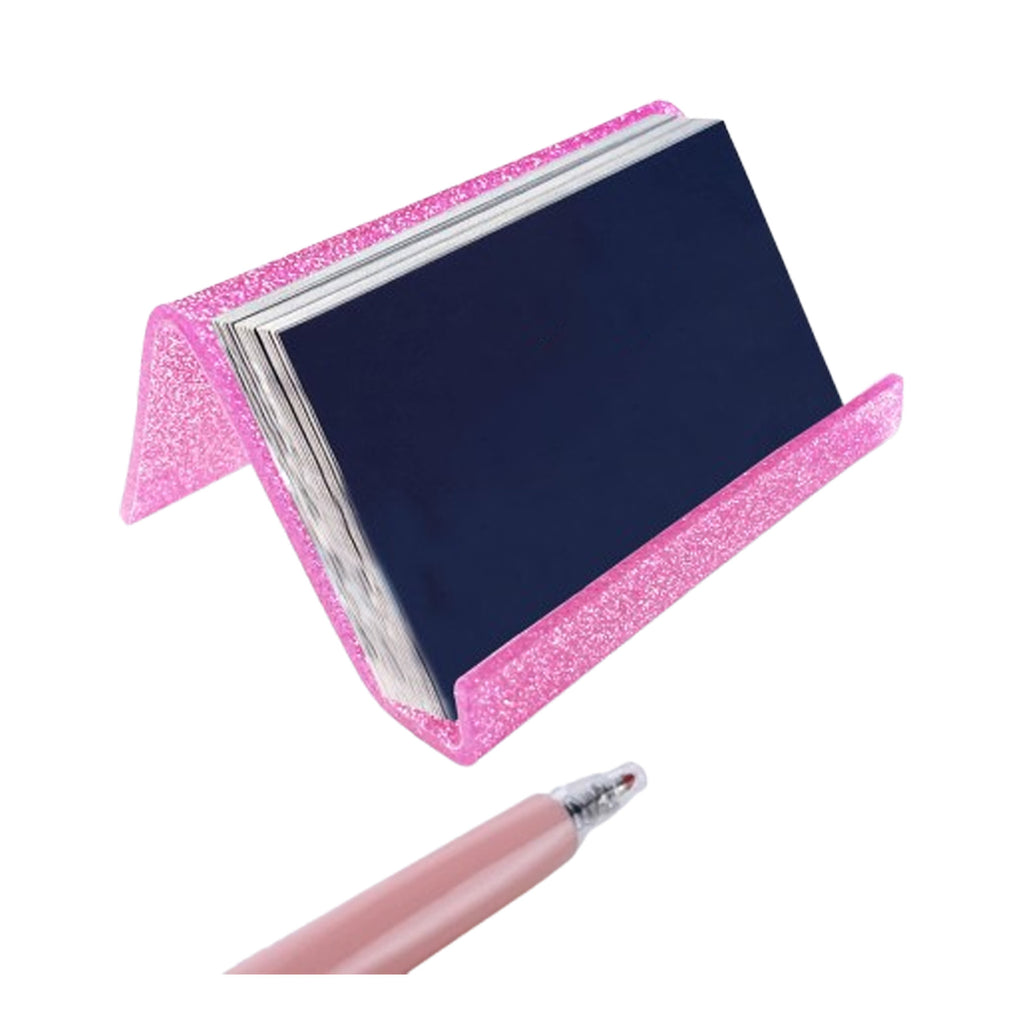 Glitter-Accent Plastic Business Card Holder
