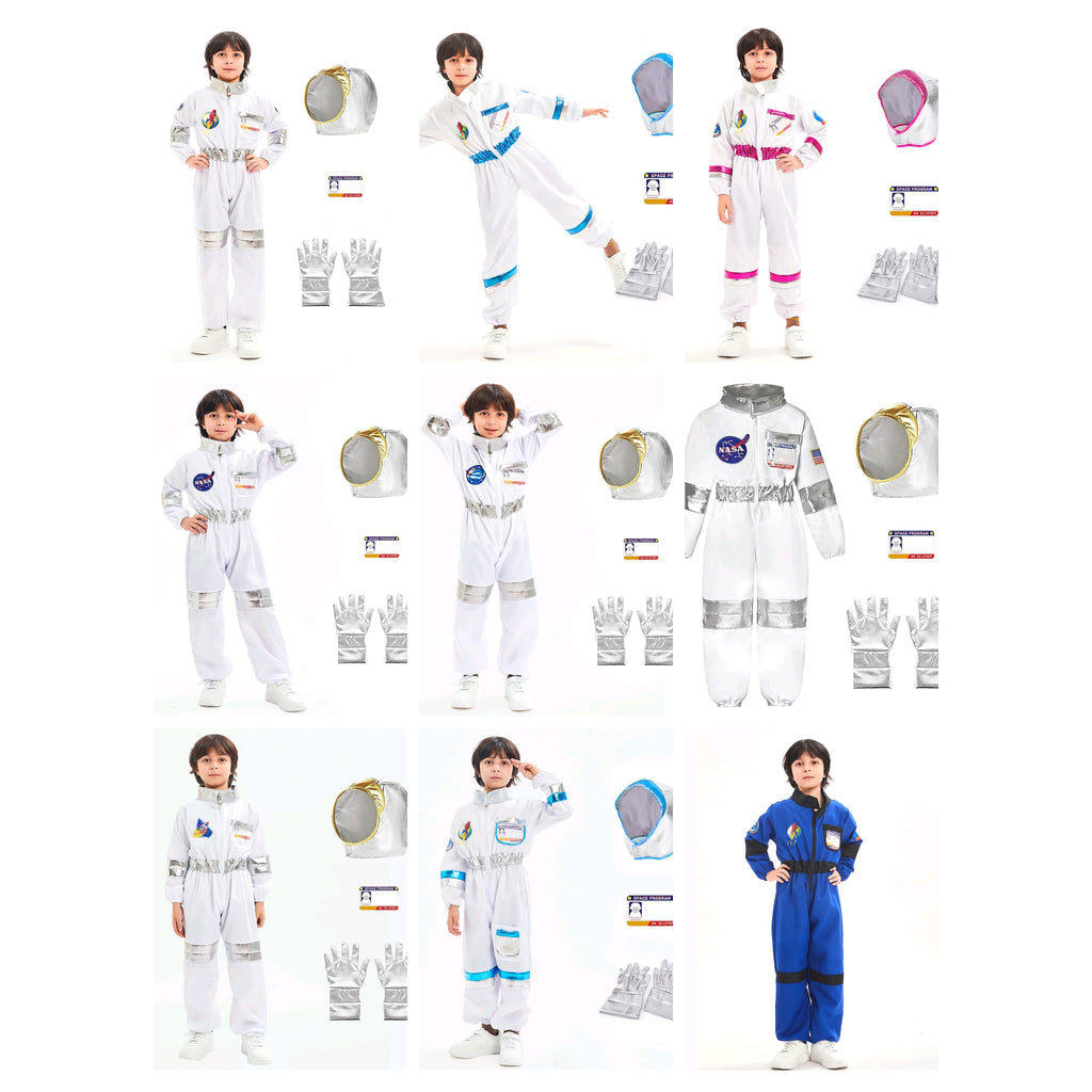 Kids Astronaut Costume Halloween NASA Suit Gloves Attached