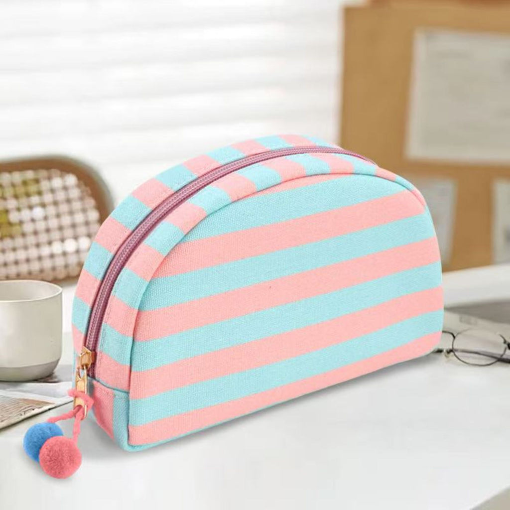 Portable Striped Toiletry Bag