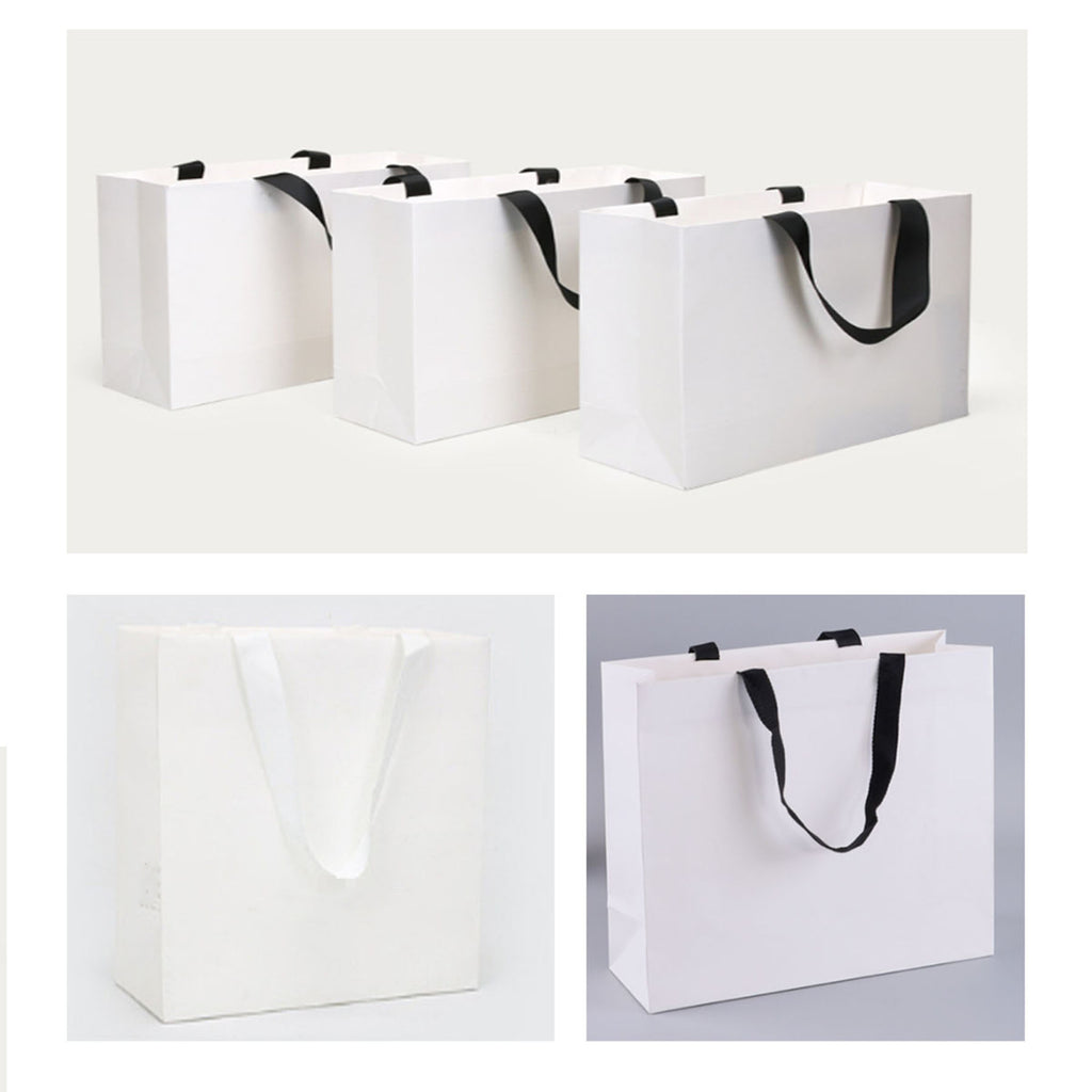 Reusable Foldable White Paper Gift Bags All Over Printing