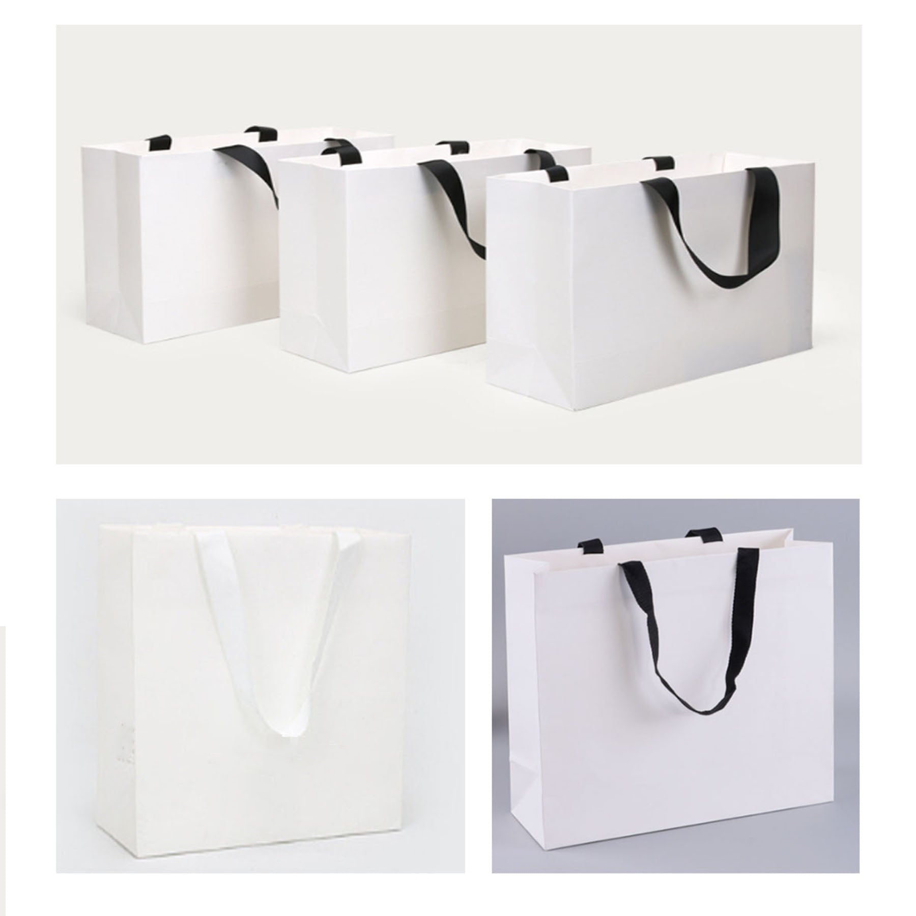 Reusable Foldable White Paper Gift Bags All Over Printing