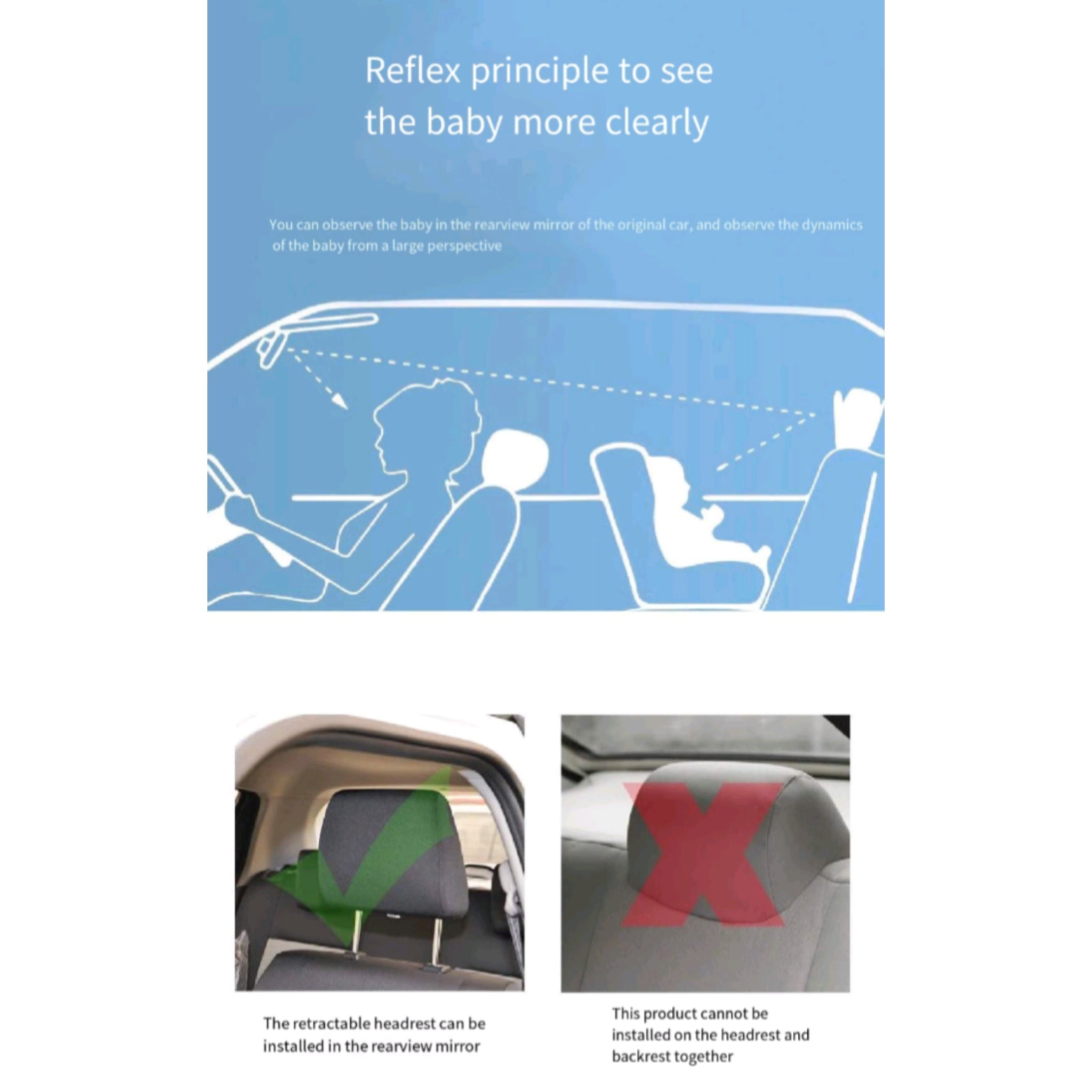 360° Rotatable Wide - Angle Baby Car Seat Observation Mirror