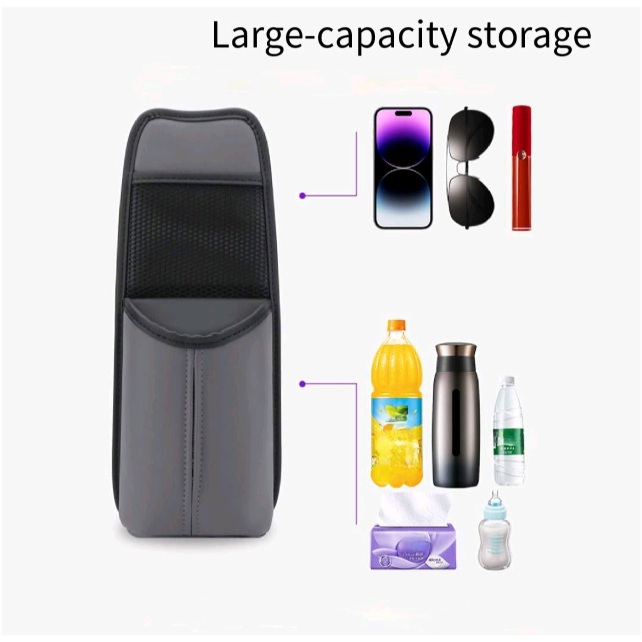 Genuine Leather Organizer Car Seat Side Backseat