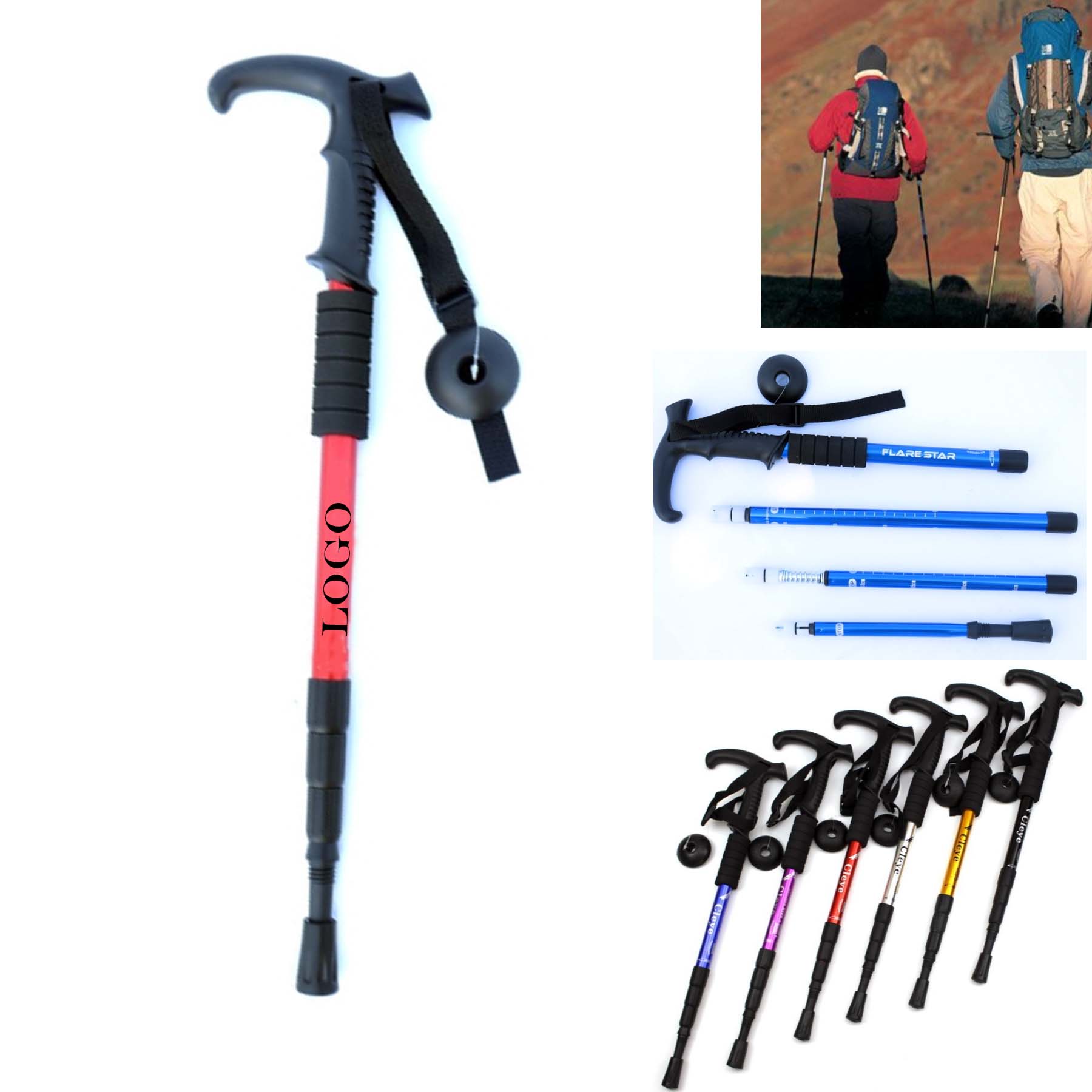 Aluminum Alloy Telescopic Mountain Climbing Staff