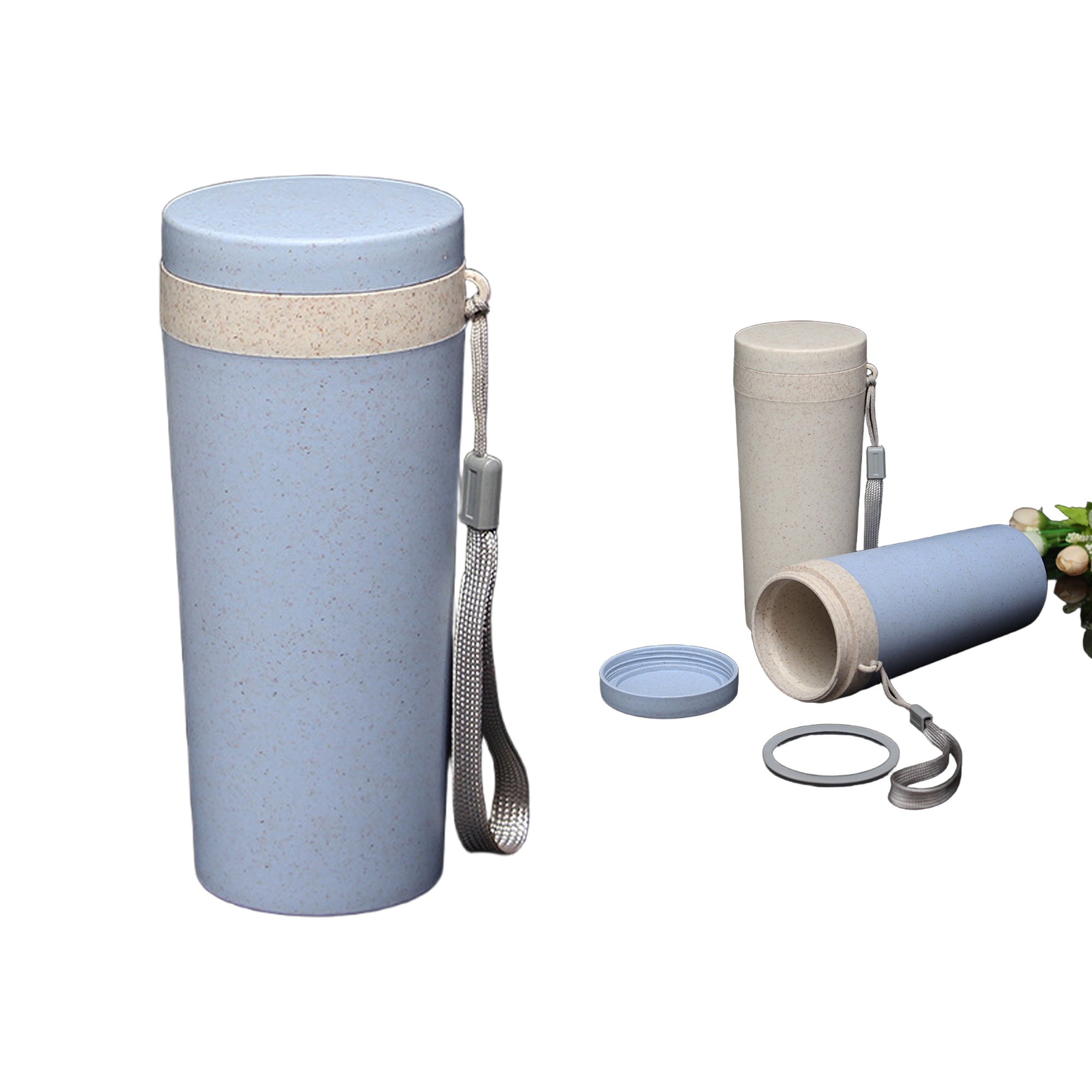 Solid-Color Wheat Straw Double-Layer Water Cup