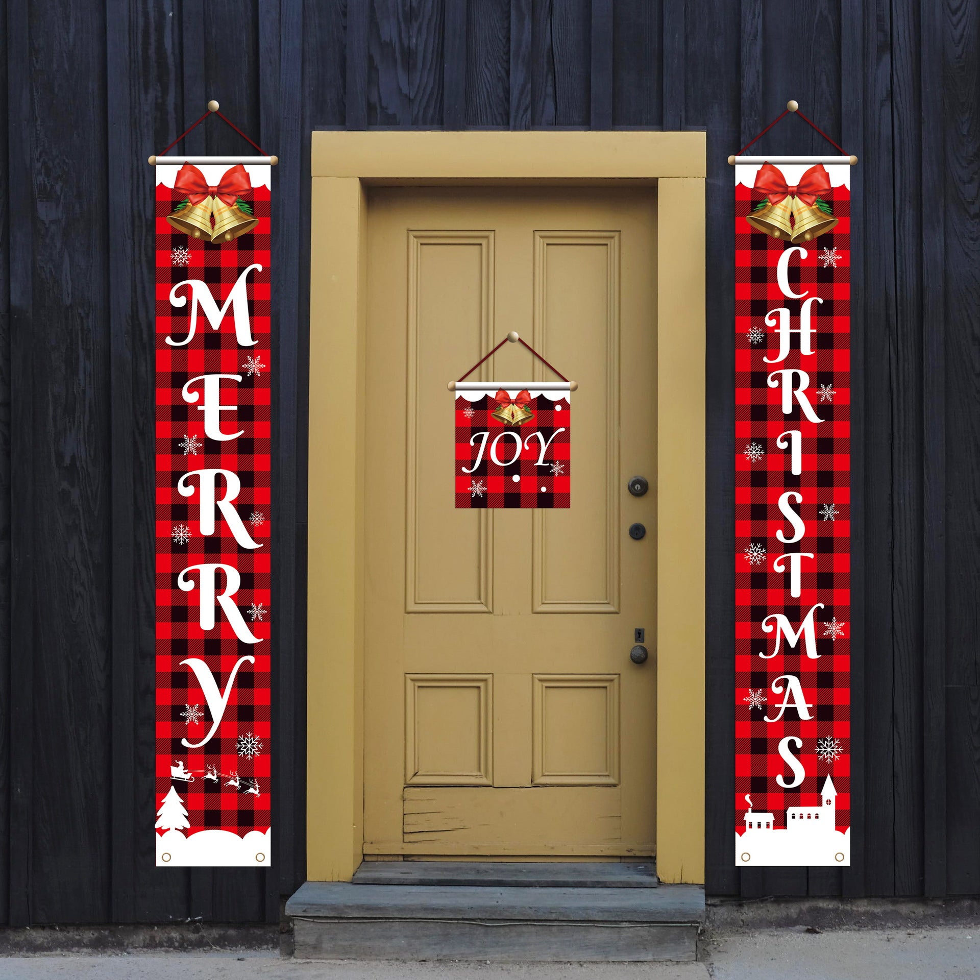 Christmas Door Decorations Xmas Porch Banner Hanging Banners Couplet