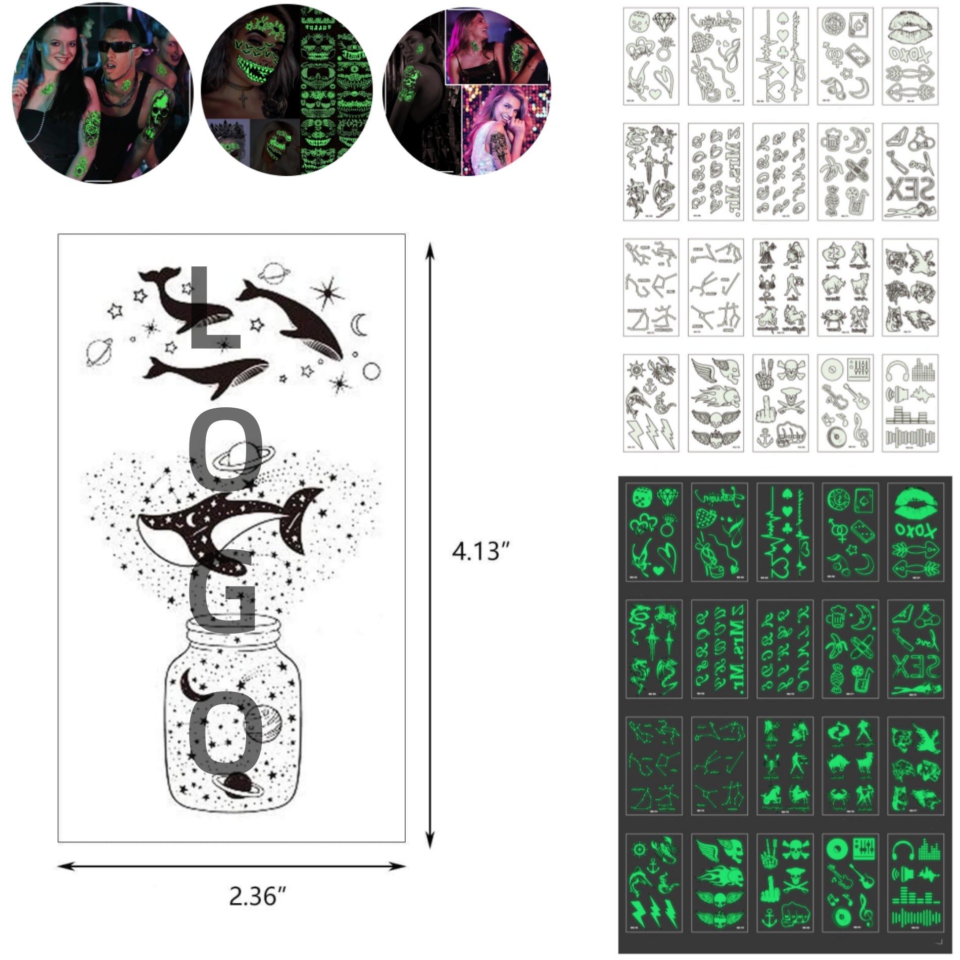 Festival Carnival Party Fluorescent Cool Tattoo Stickers