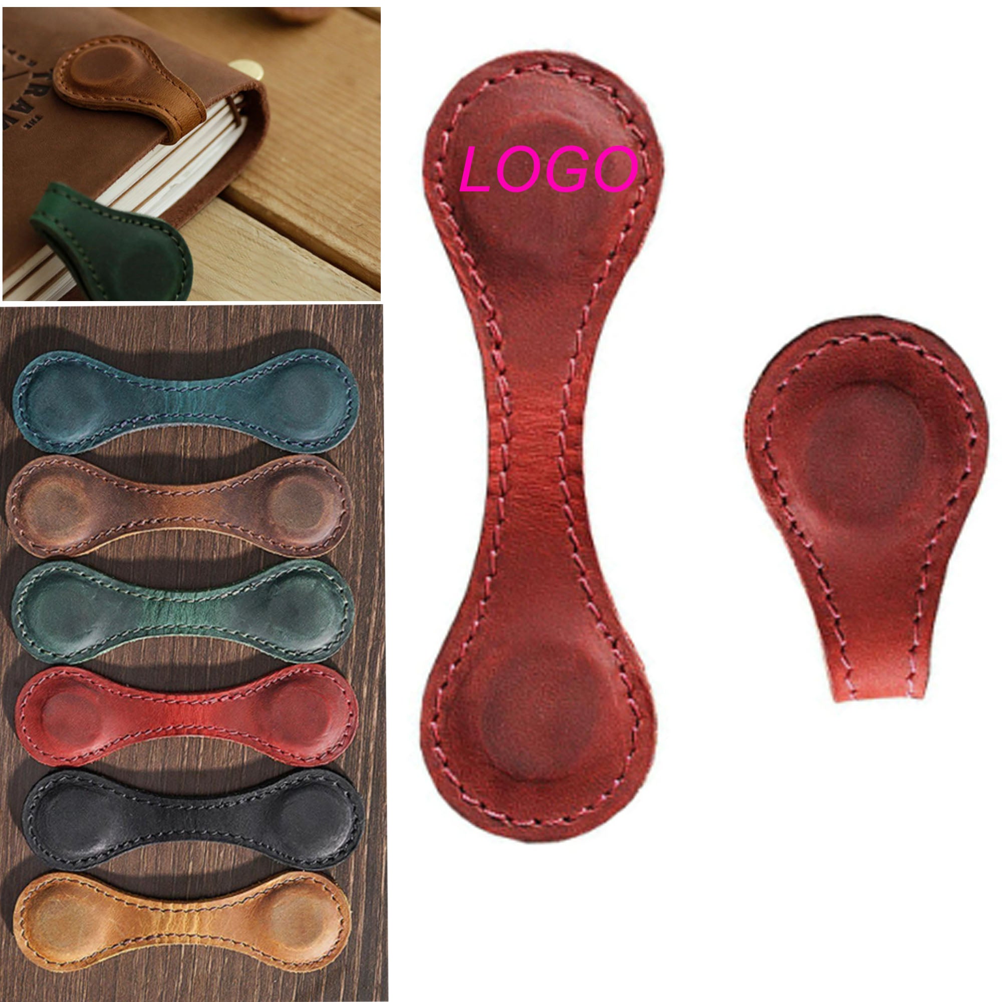 Handmade Genuine Cowhide Leather Magnetic Bookmark Book Clip