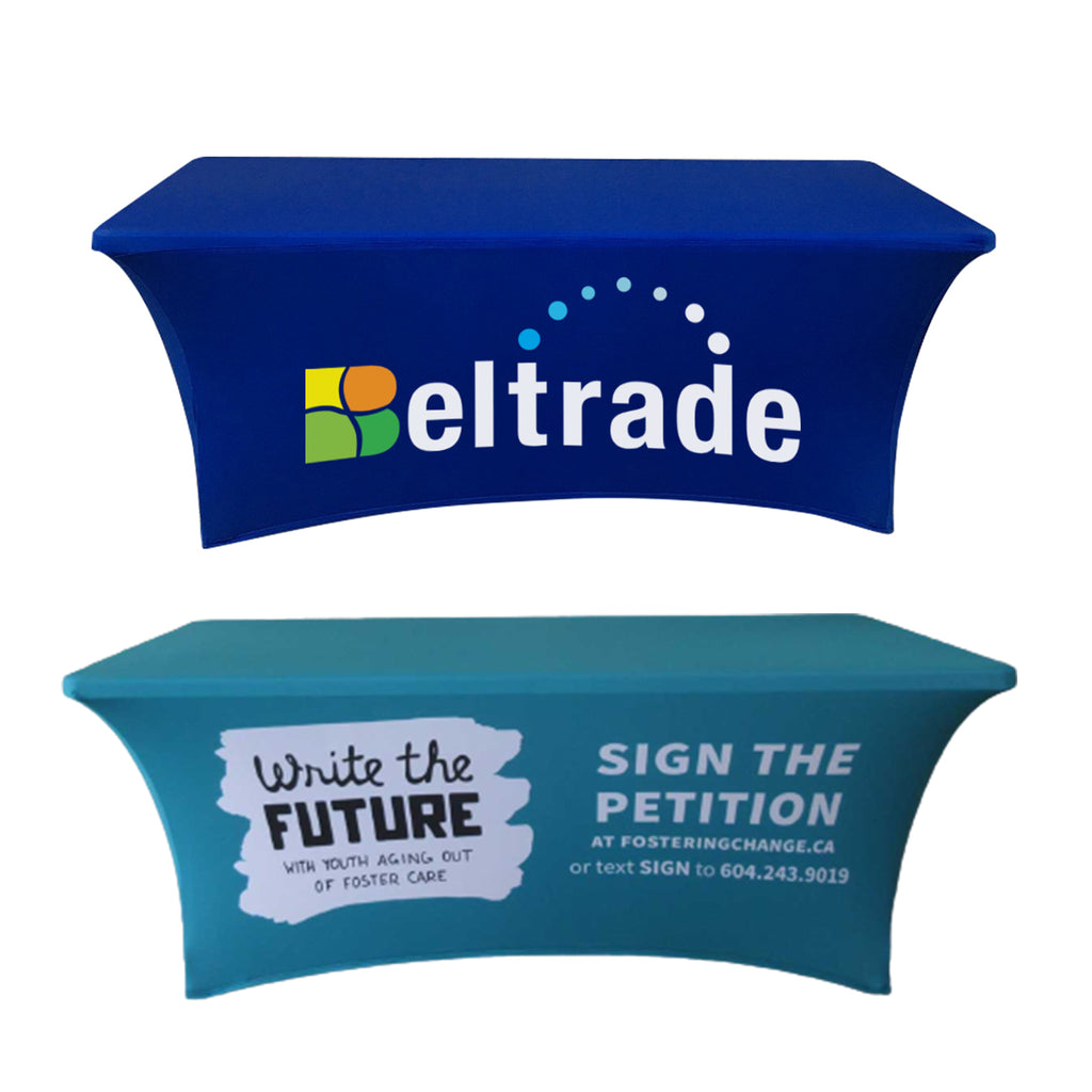 Custom Logo 6Ft Spandex Stretch Tablecloth Table Cover