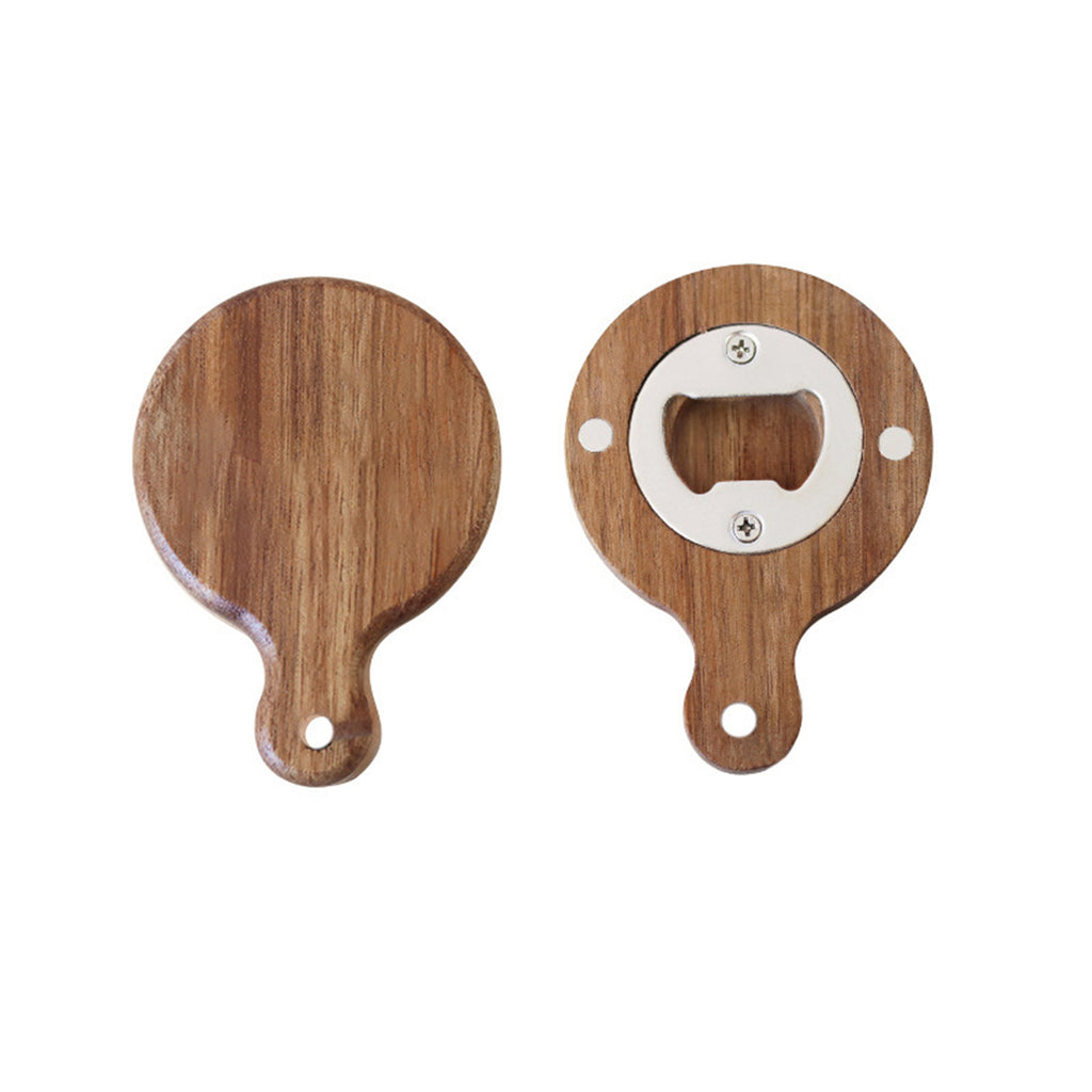 Minimalist Acacia Wood Bottle Opener With Leather Strap