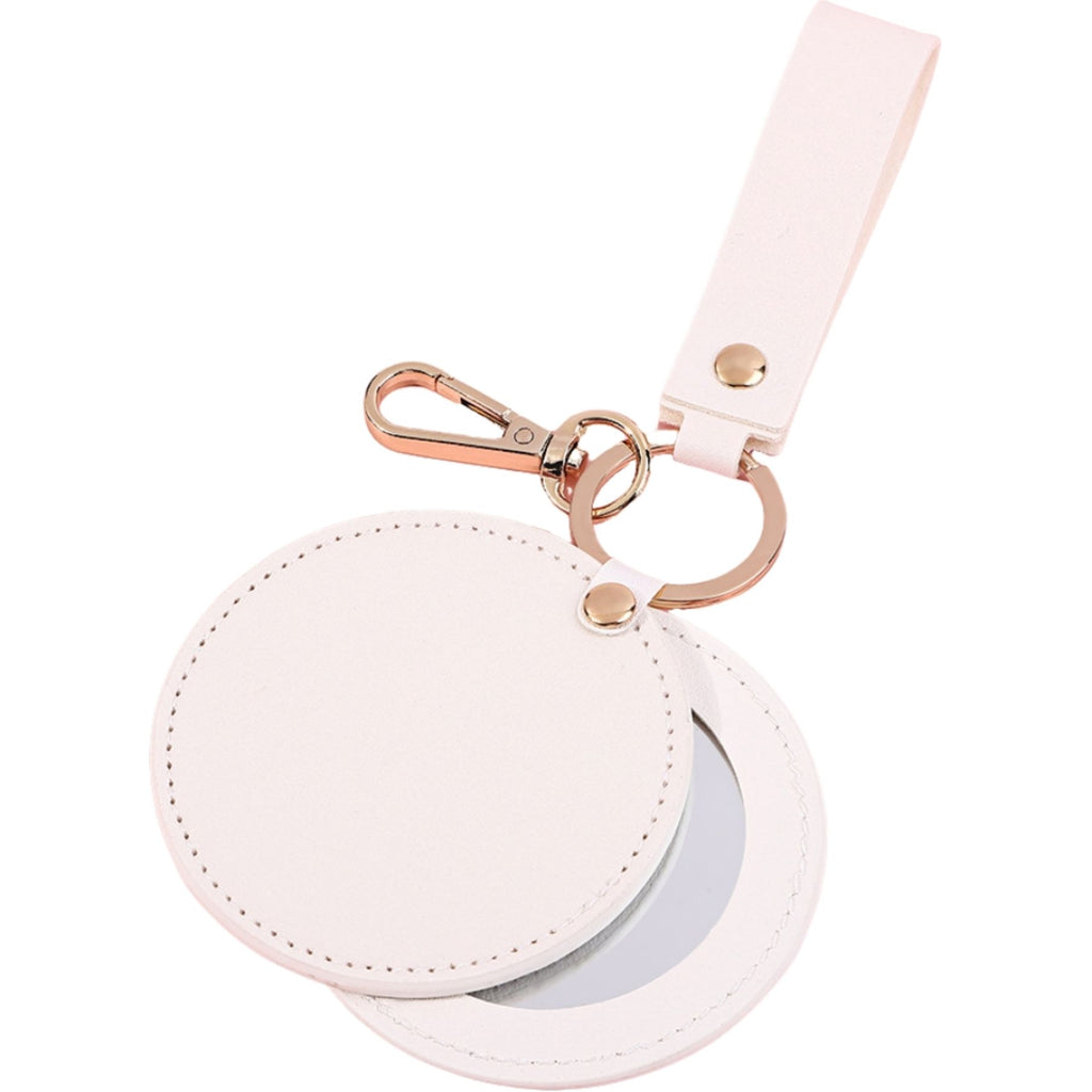 Round Leather Mirror Keychain