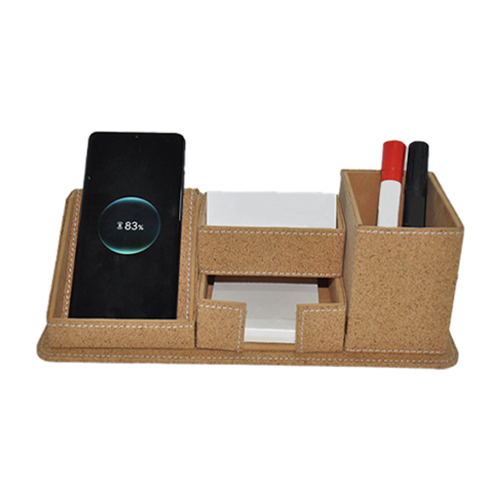 Wireless Charging Leather Desktop Storage Box
