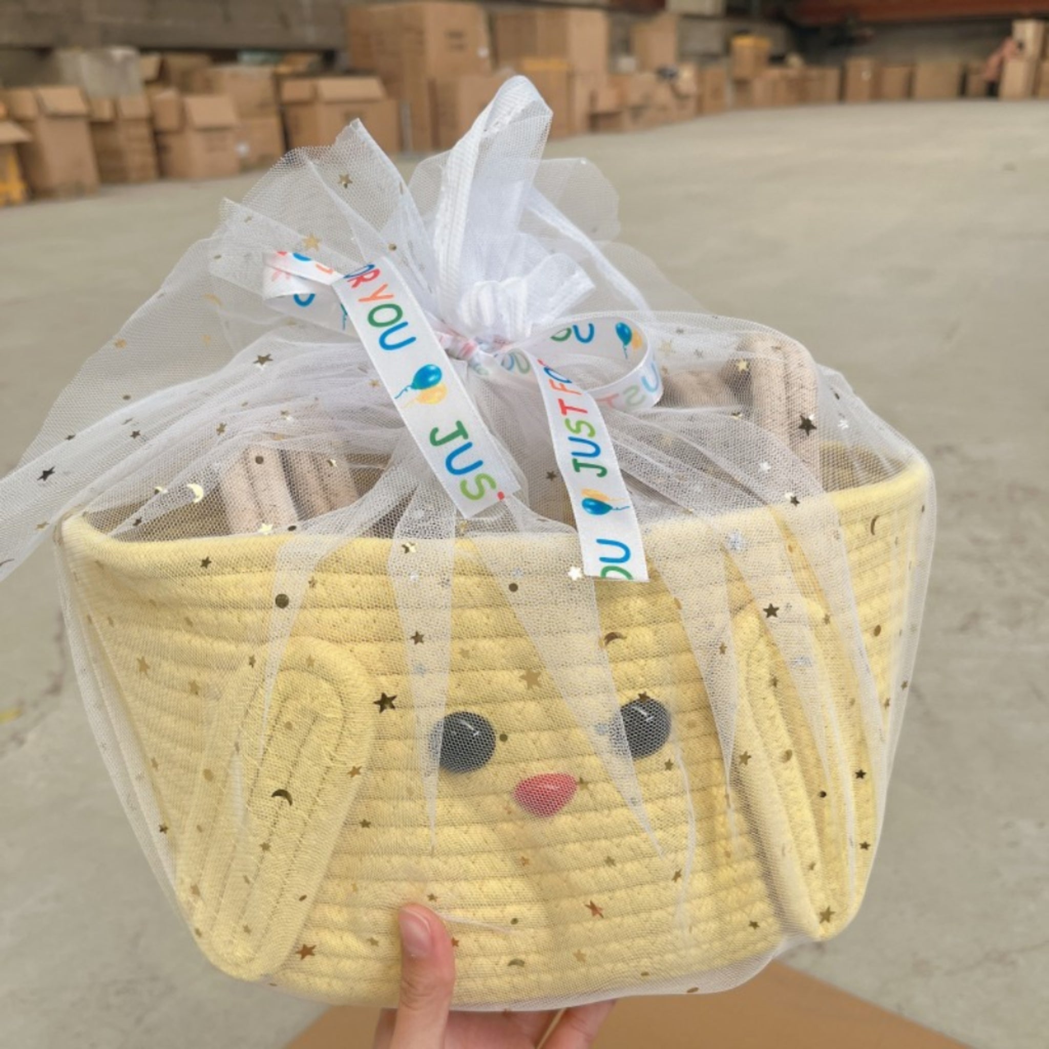Rainbow Woven Baby Shower Keepsake Gift Basket