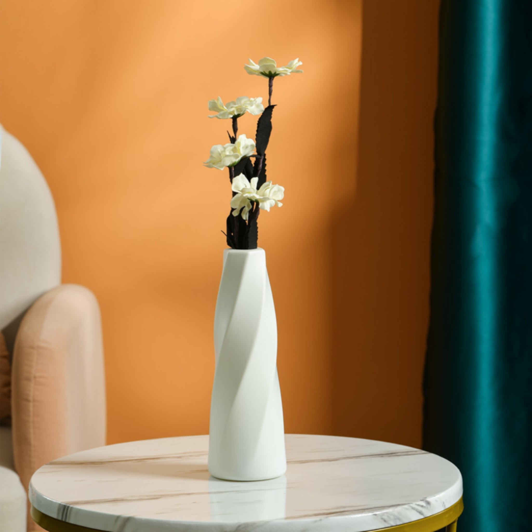 Scandinavian Ceramic Look Plastic Vase Moody Tones Decor