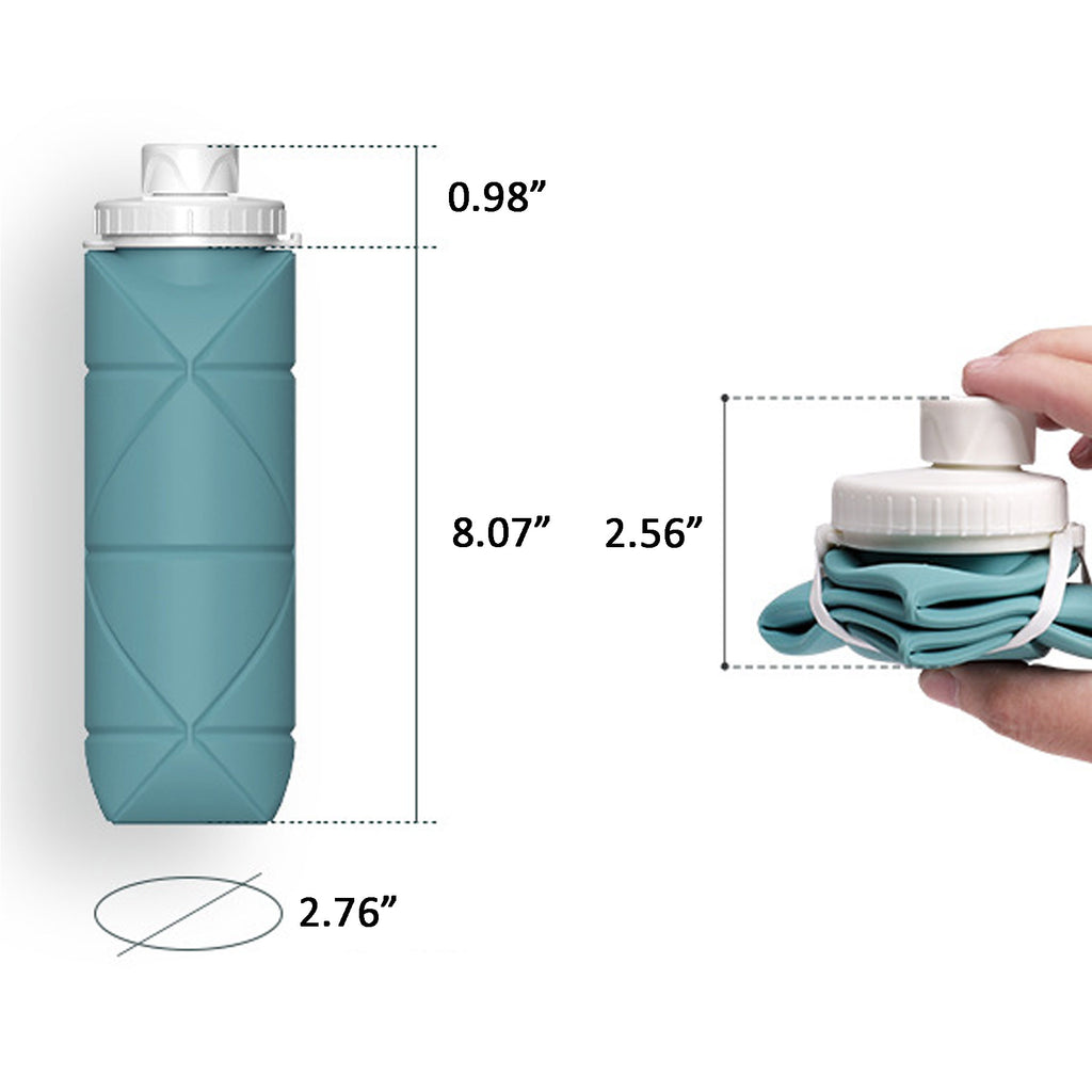 20Oz Silicone Foldable Travel Water Bottle