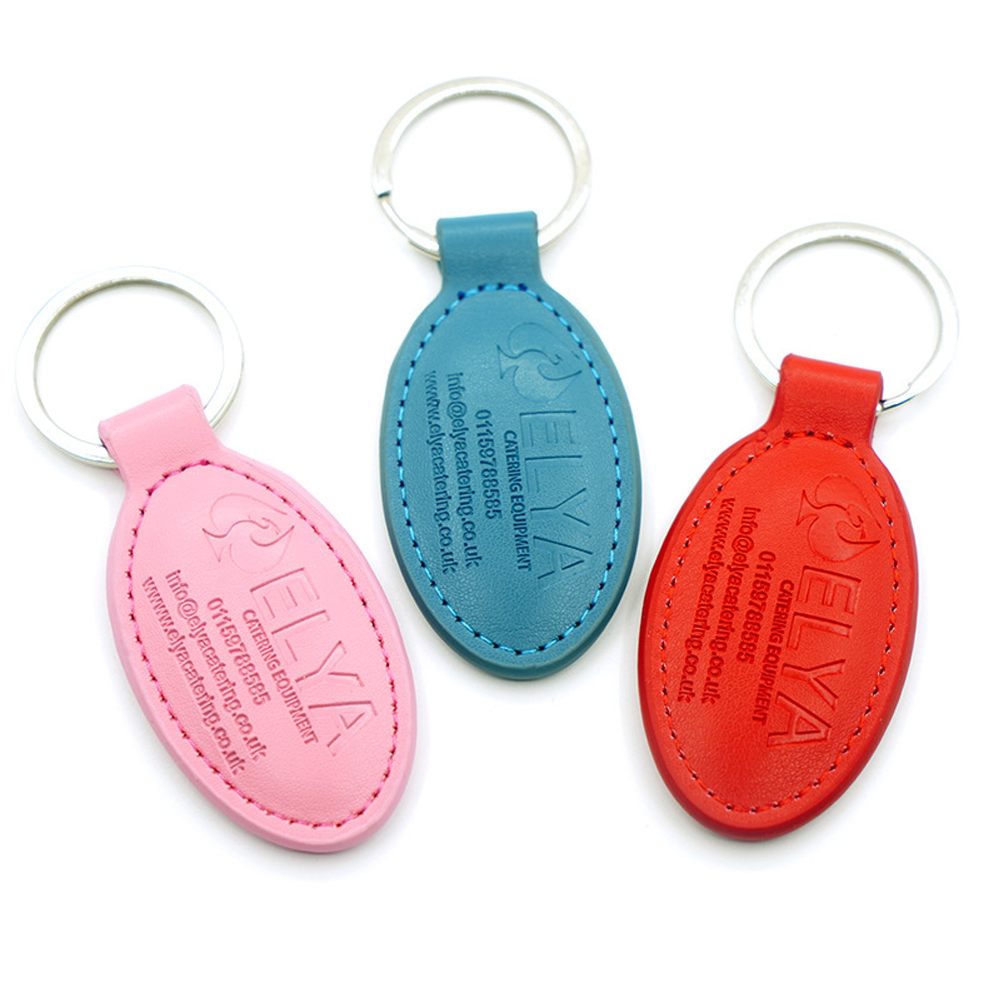 Oval Double Leather Keychain
