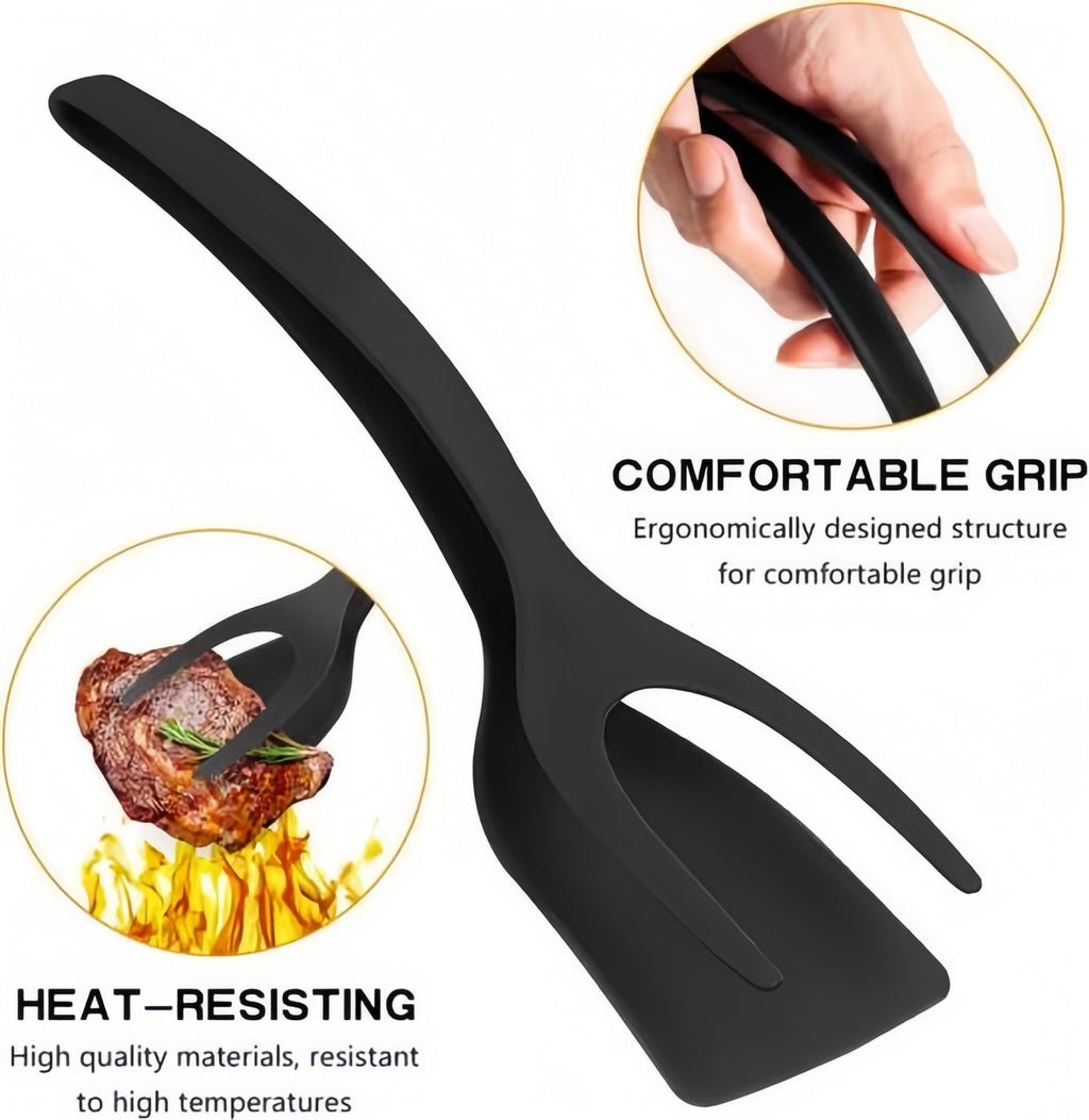 Grip and Flip Spatula Tong Multi-purpose Use Non-Stick Kitchen Egg Flipper Spatula