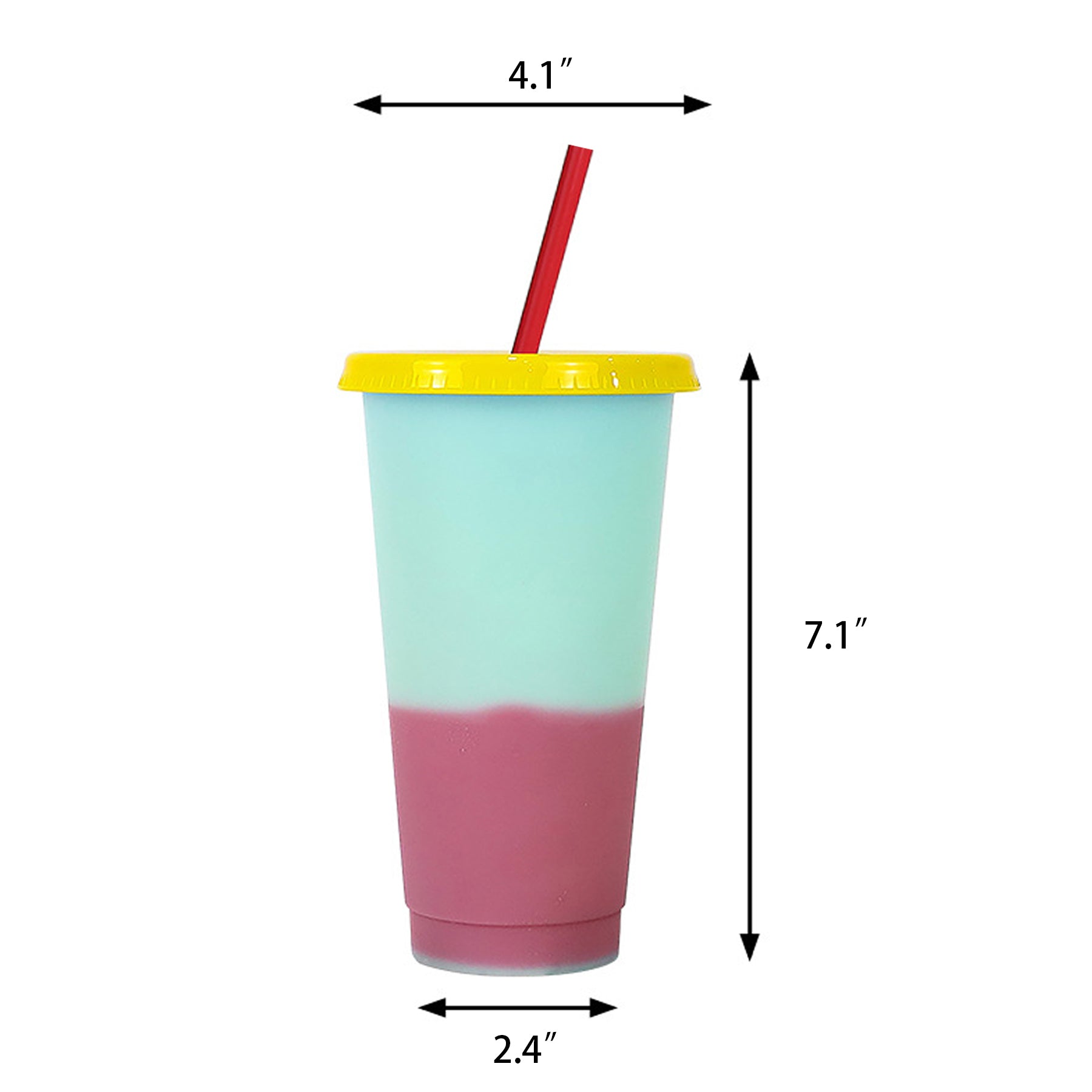 24Oz Color Changing Plastic Cup With Lids And Straw