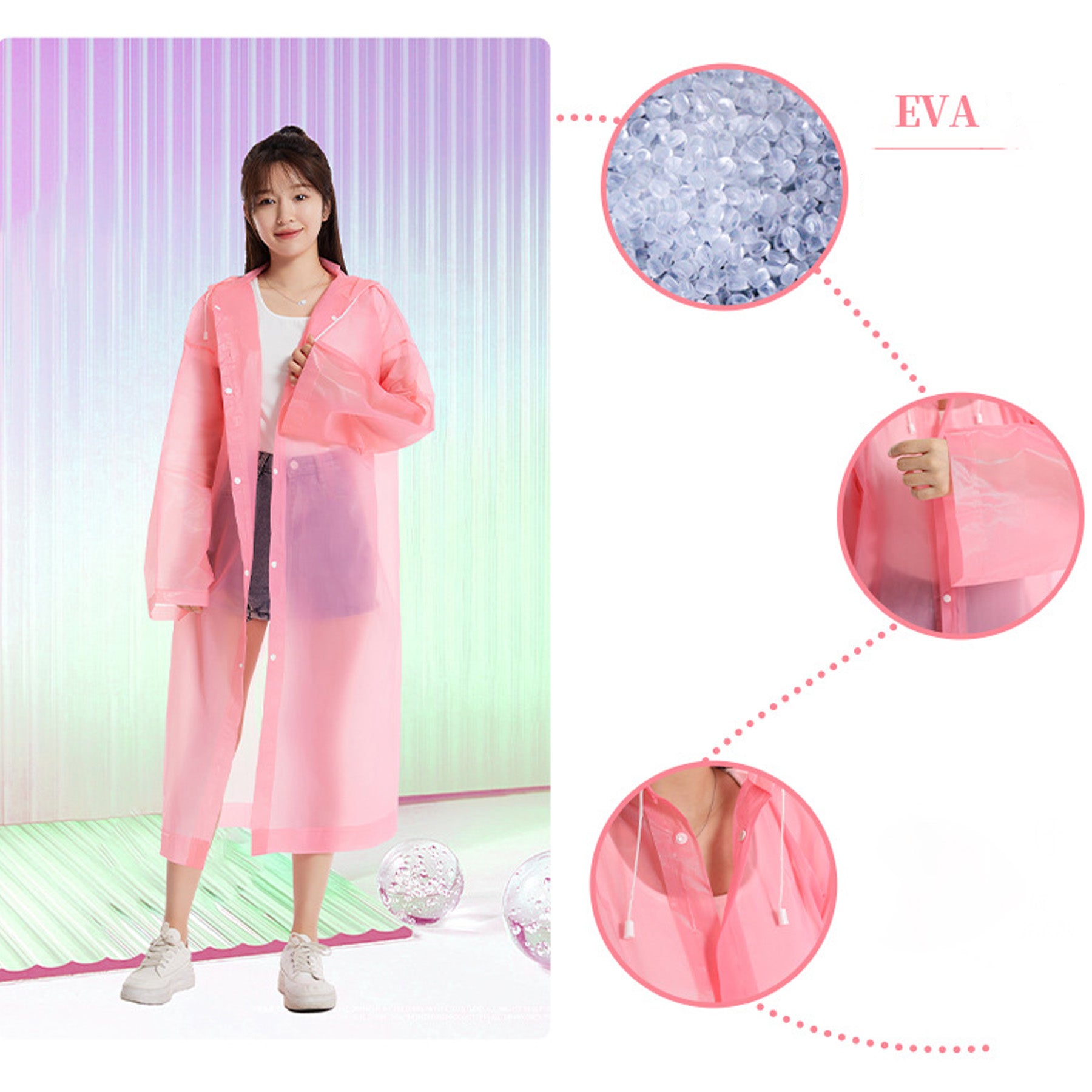 Reusable EVA Raincoat with Hood