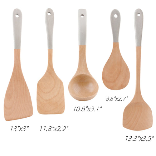 5 Piece Set Of Natural log Wooden Spatulas