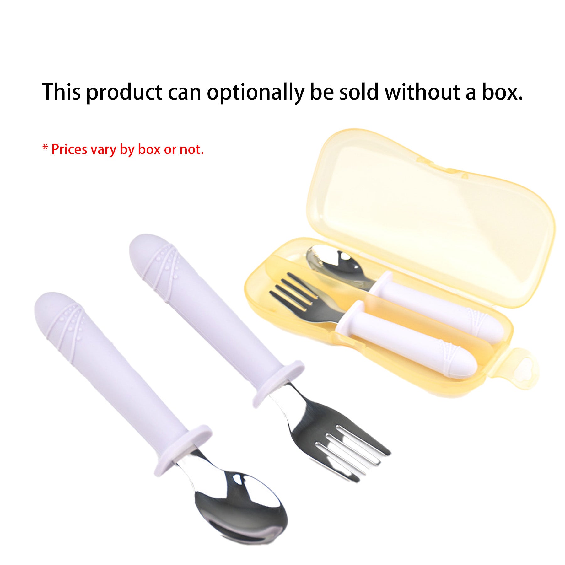 Fork And Spoon Set With Silicone Handle