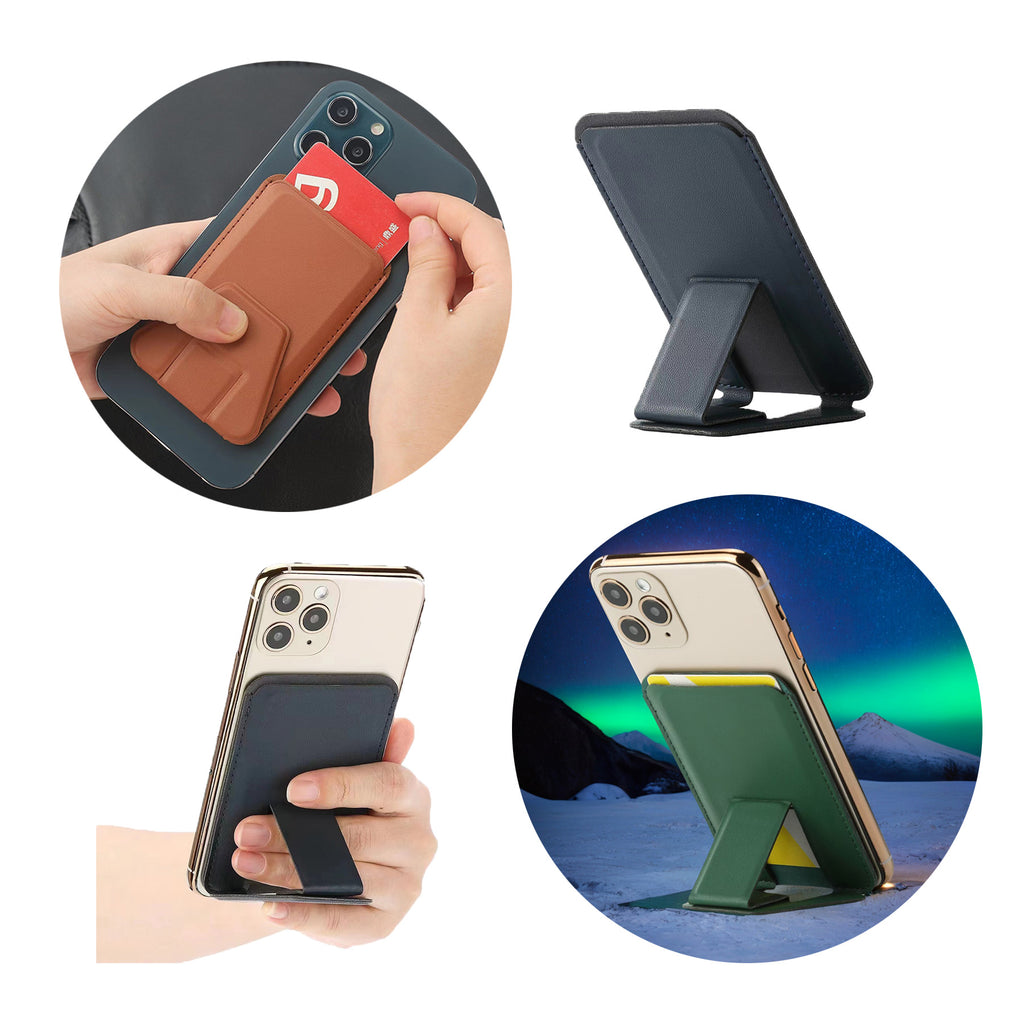 Folding Leather Card Holder Phone Stand
