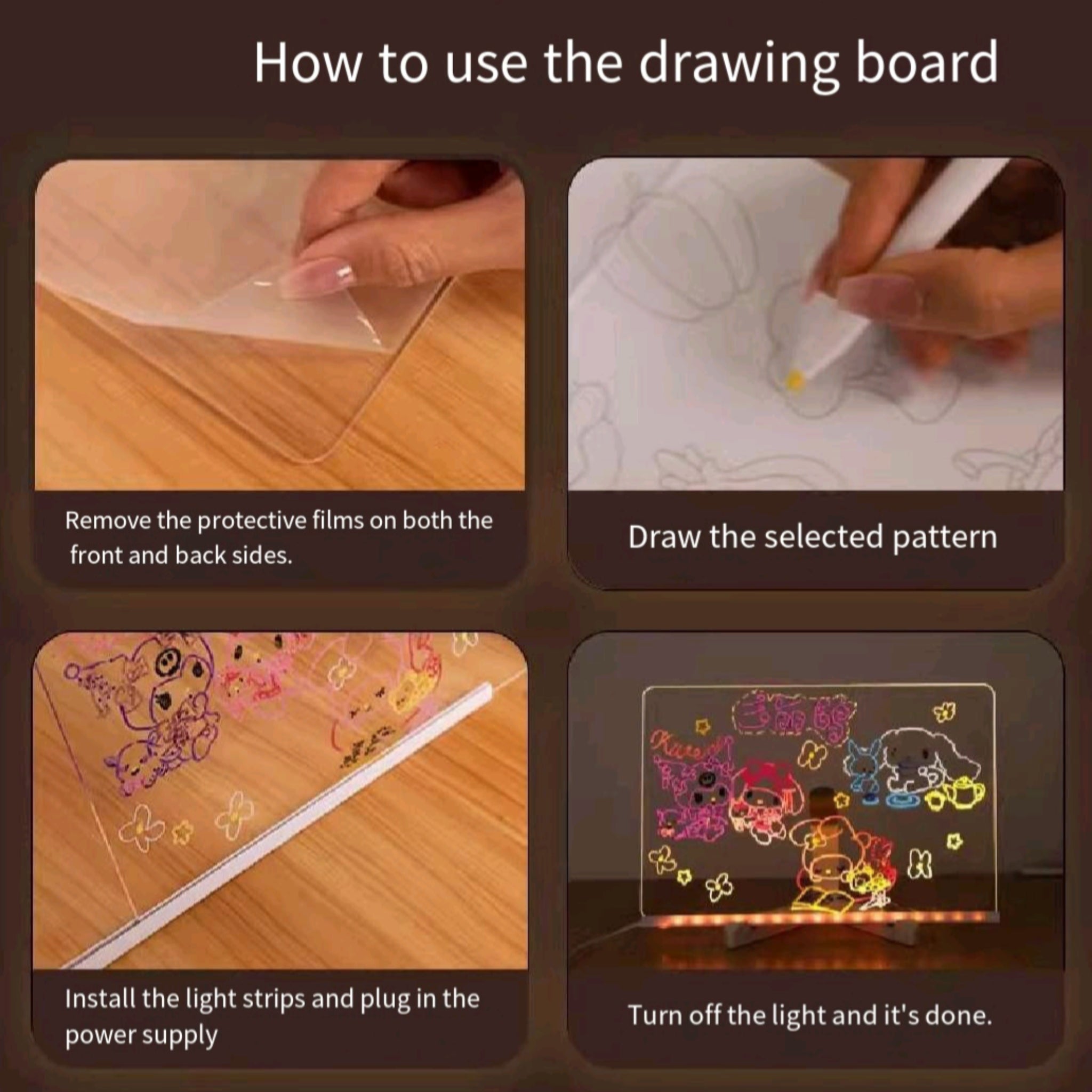 Kids Light Up 2 - Sided Acrylic Drawing Table Gift