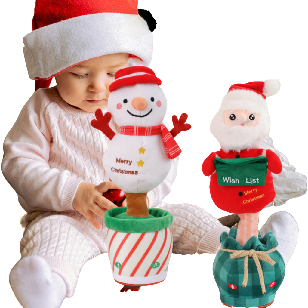 New 2025 Xmas Plush Sing Talk Record Santa Tree Gift
