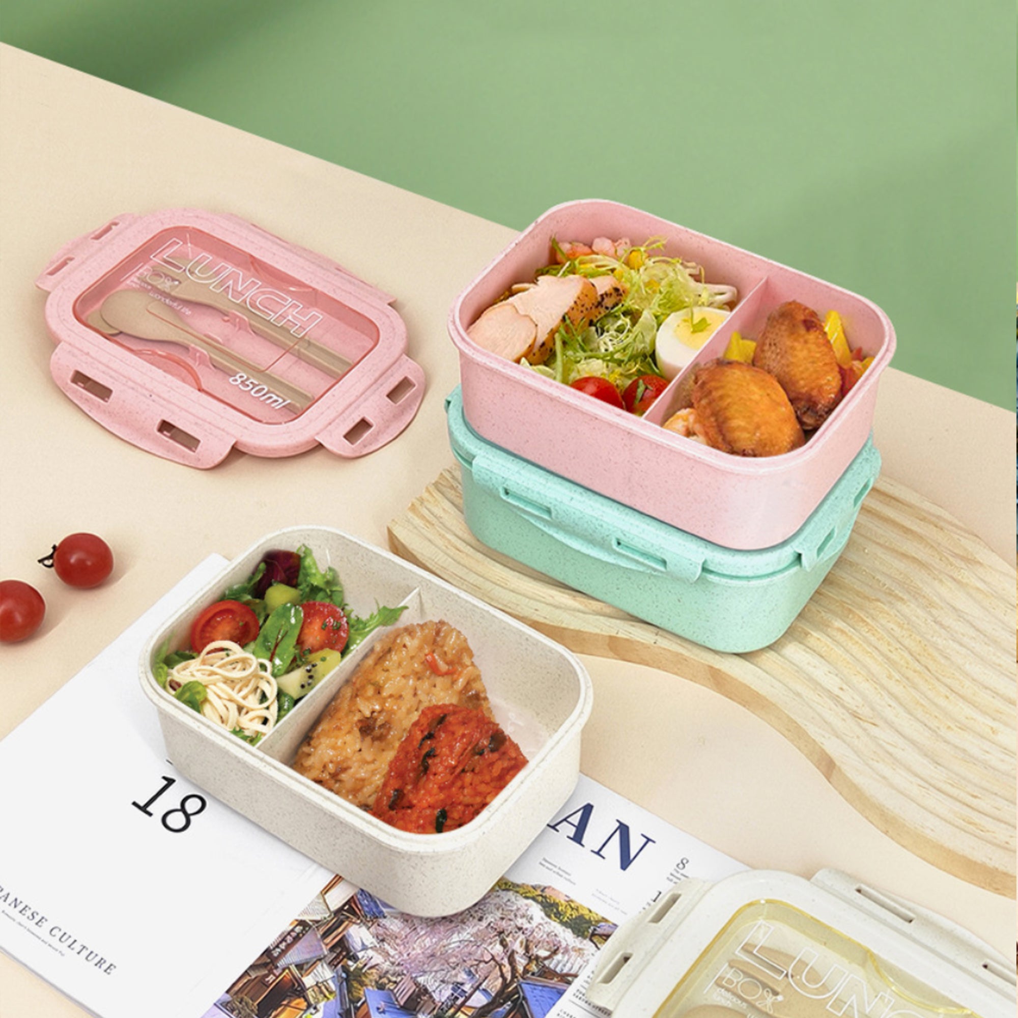 Custom Wheat Lunch Box Set