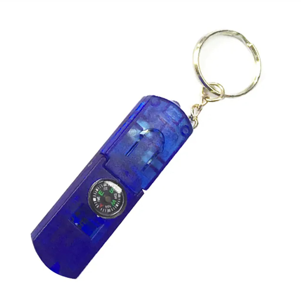 Led Flashlight Compass Whistle With Keychain