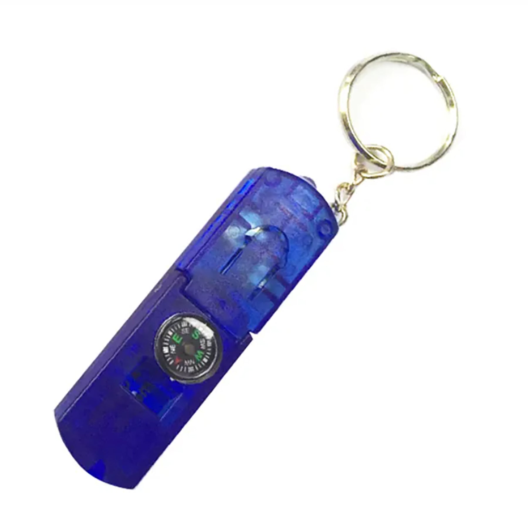 Led Flashlight Compass Whistle With Keychain